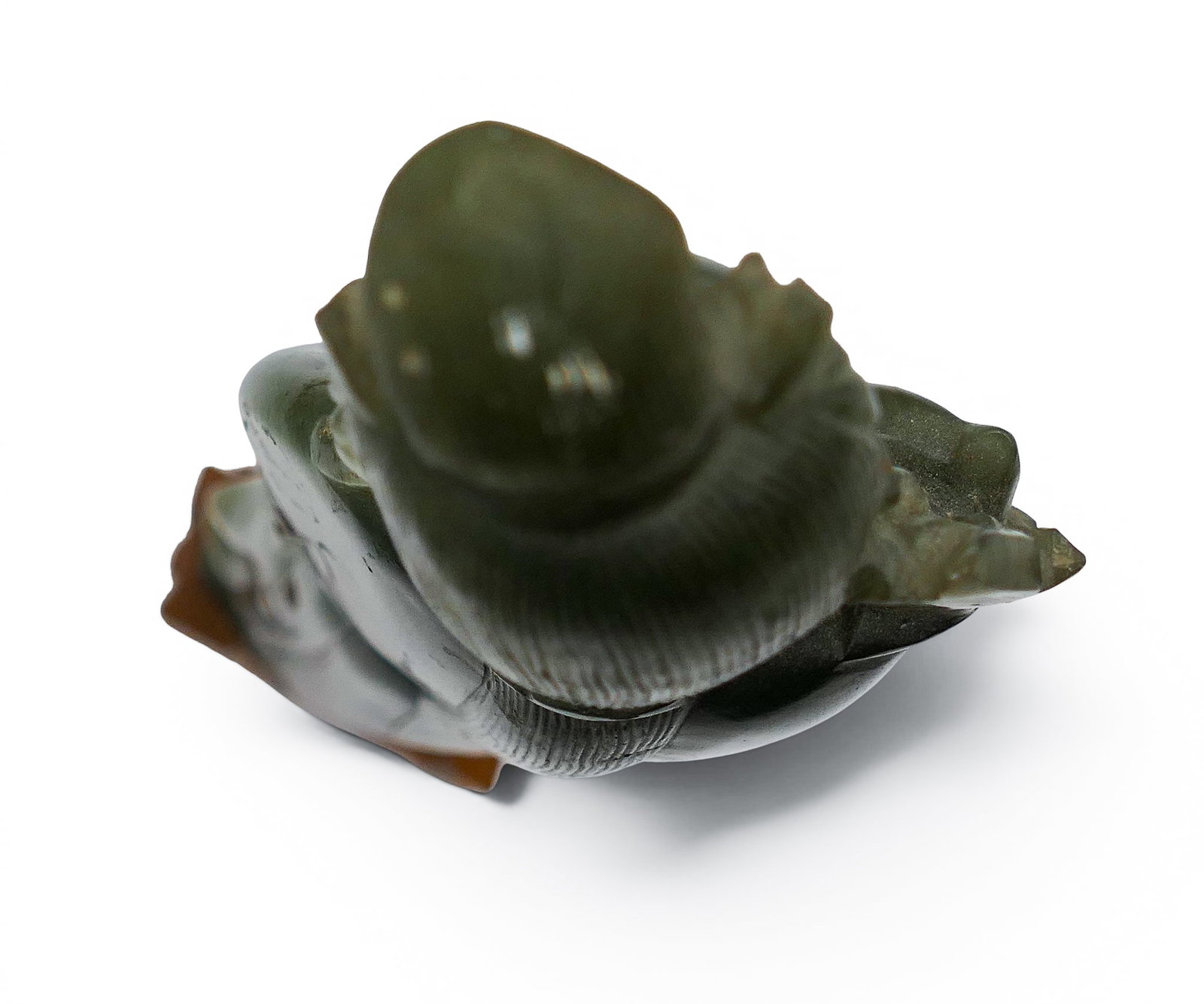 Old Chinese Spinach Jade Carved Standing Guanyin with Peach - 5