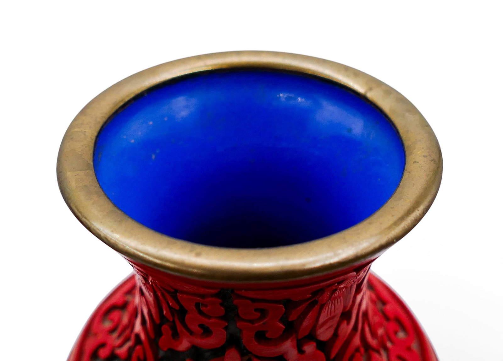 Pair Chinese Two-Color Cinnabar Vases on Stands - 5