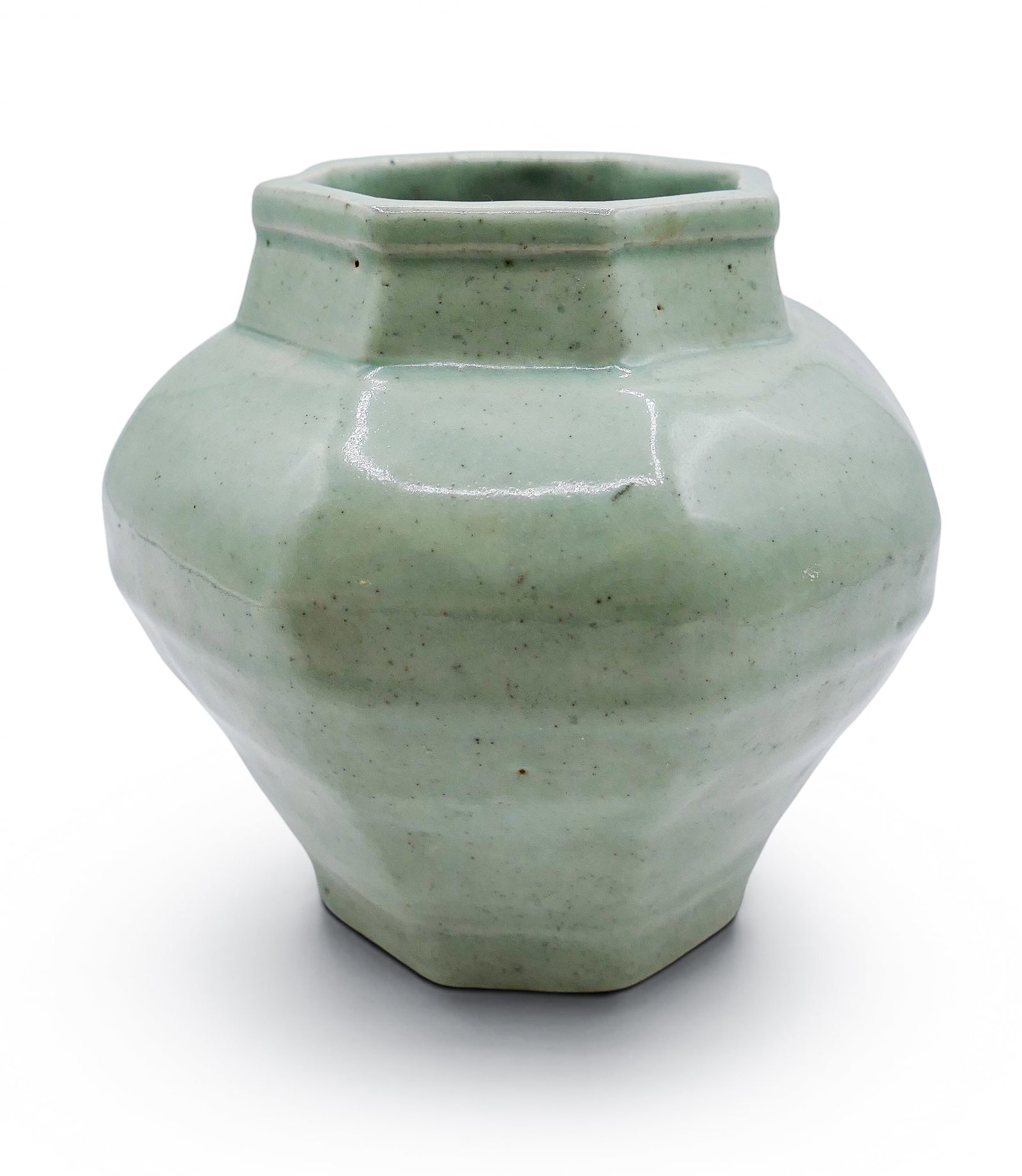 Old Chinese Celadon Glazed Blue and White Decorated Jar - 2