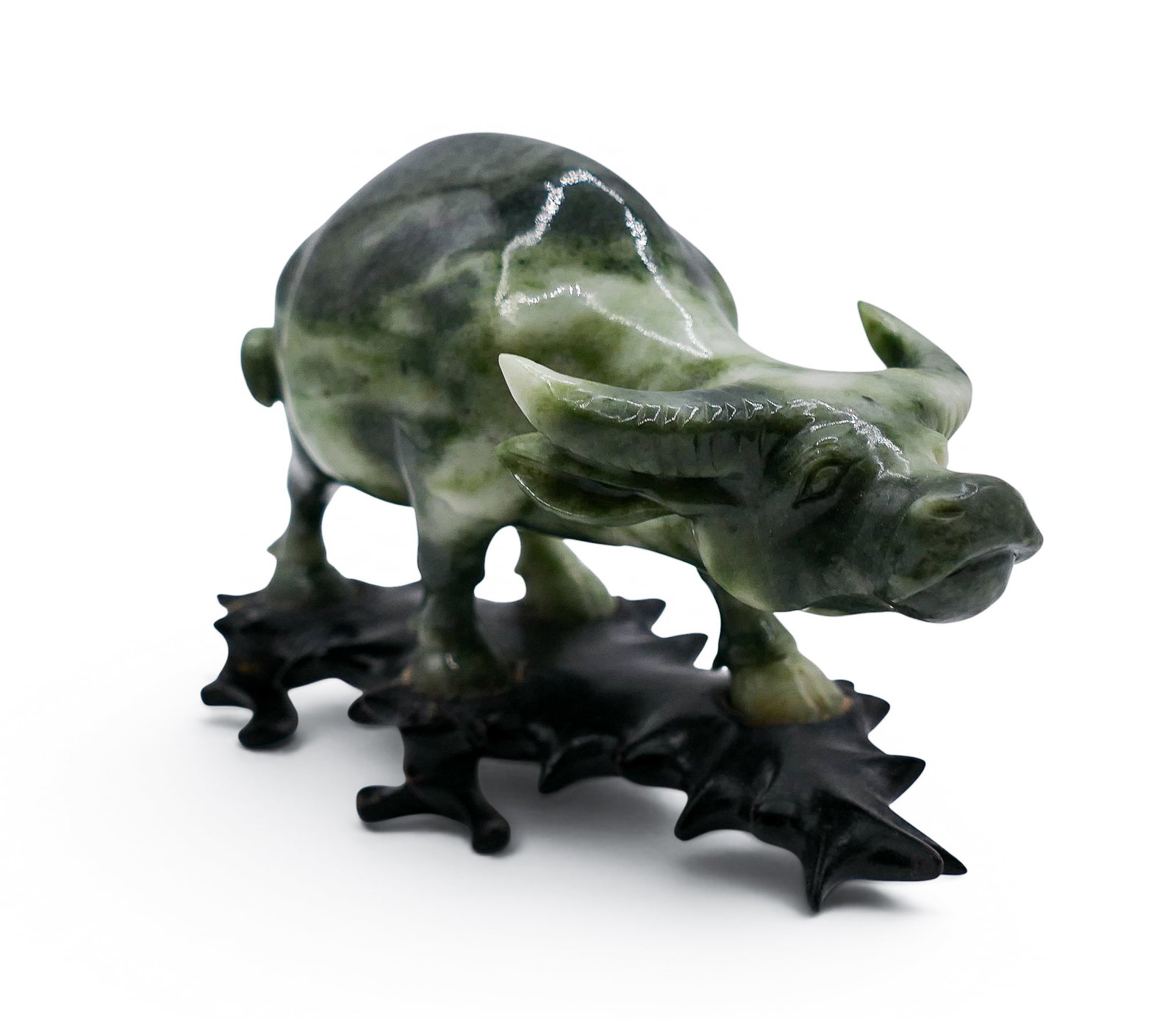 Old Chinese Carved Jade Water Buffalo on Stand (1 of 6)