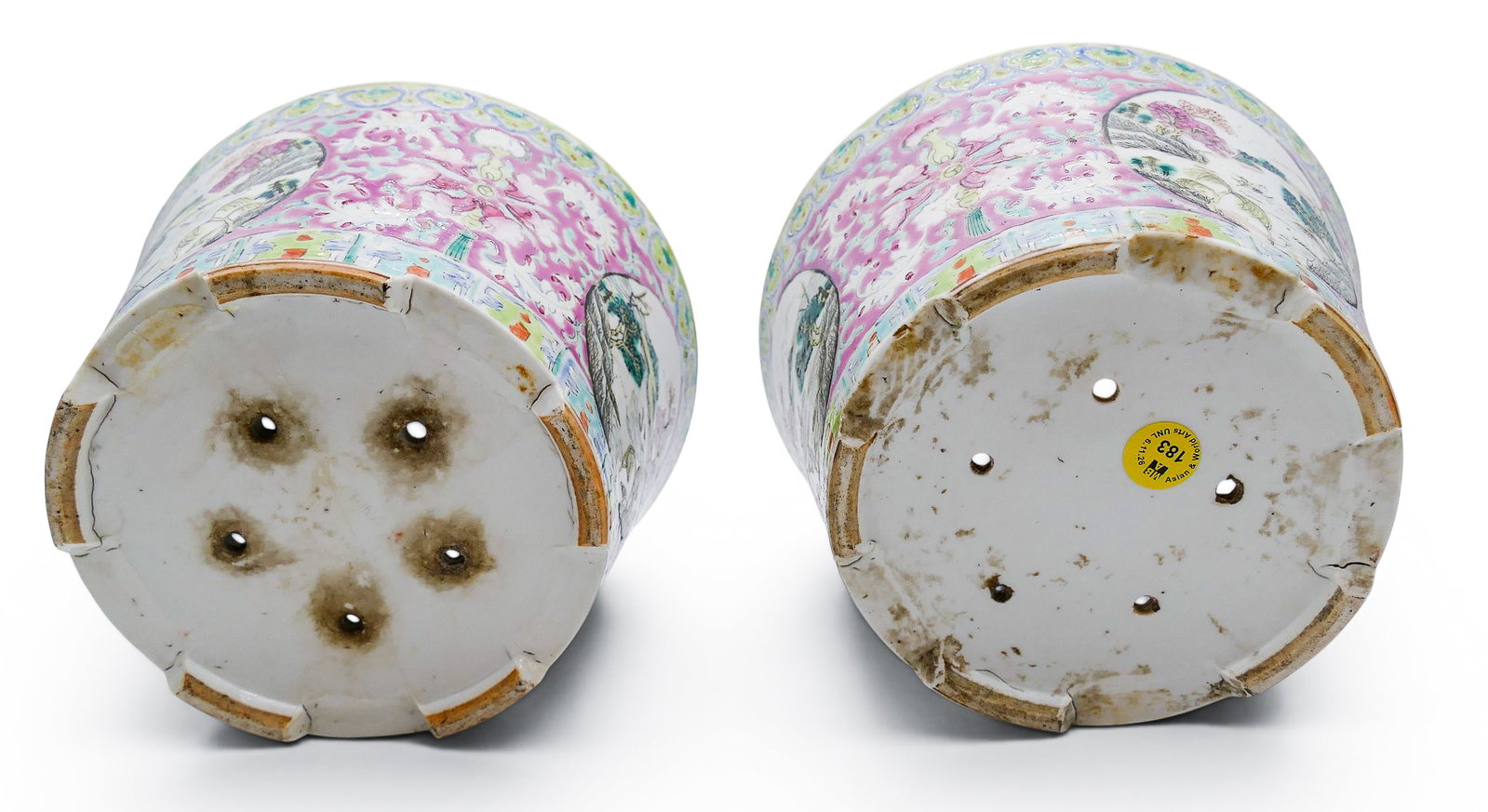 Pair Antique Chinese Peranakan Nyonya Straits Porcelain Flower Pots - 6