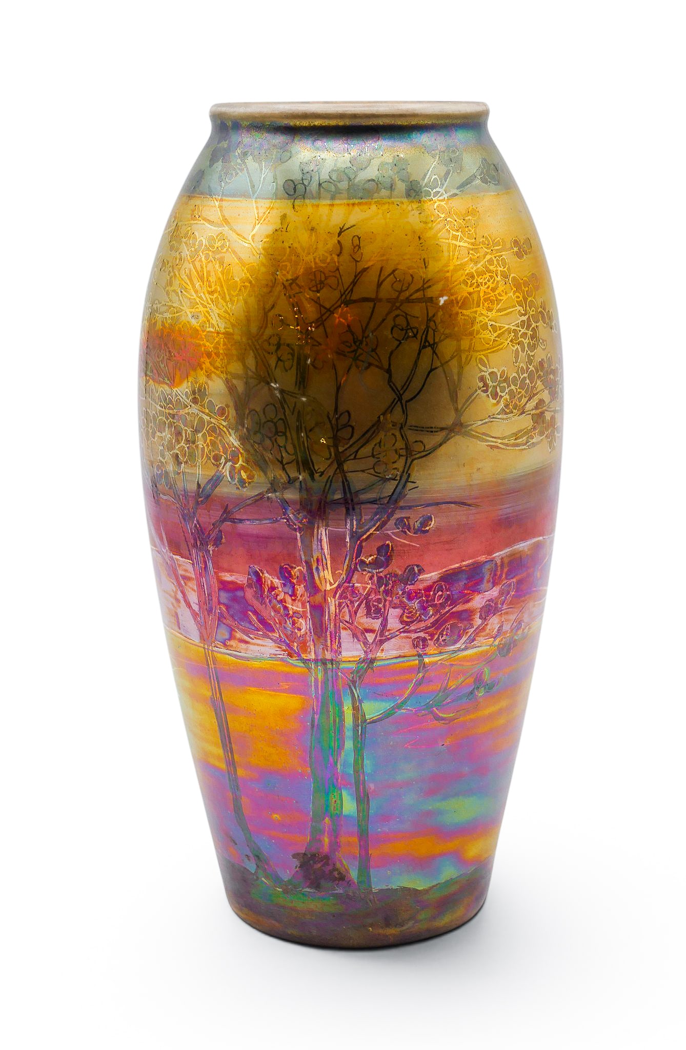 Weller Sicard Iridescent Pottery Landscape Vase (1 of 5)