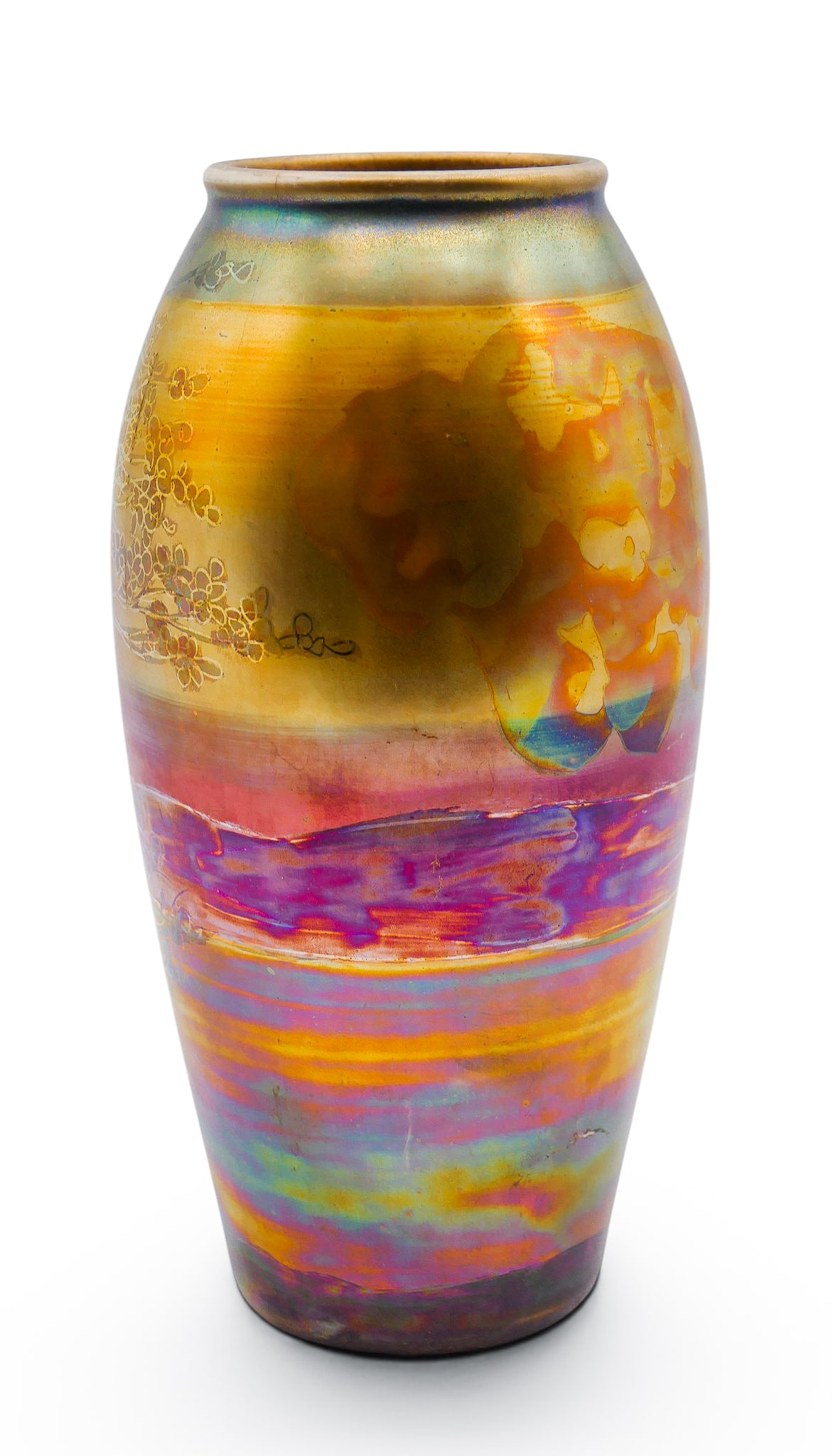 Weller LaSa Sicard Iridescent Pottery Landscape Vase - 2