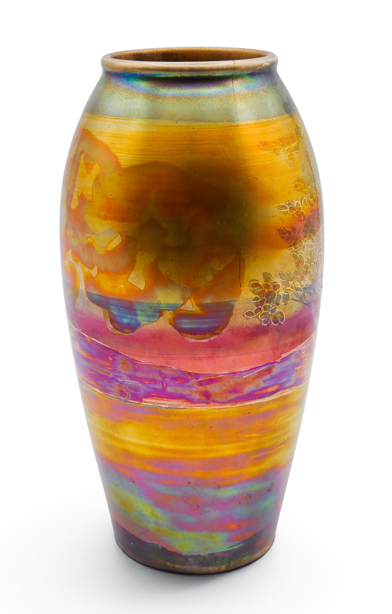 Weller LaSa Sicard Iridescent Pottery Landscape Vase - 3