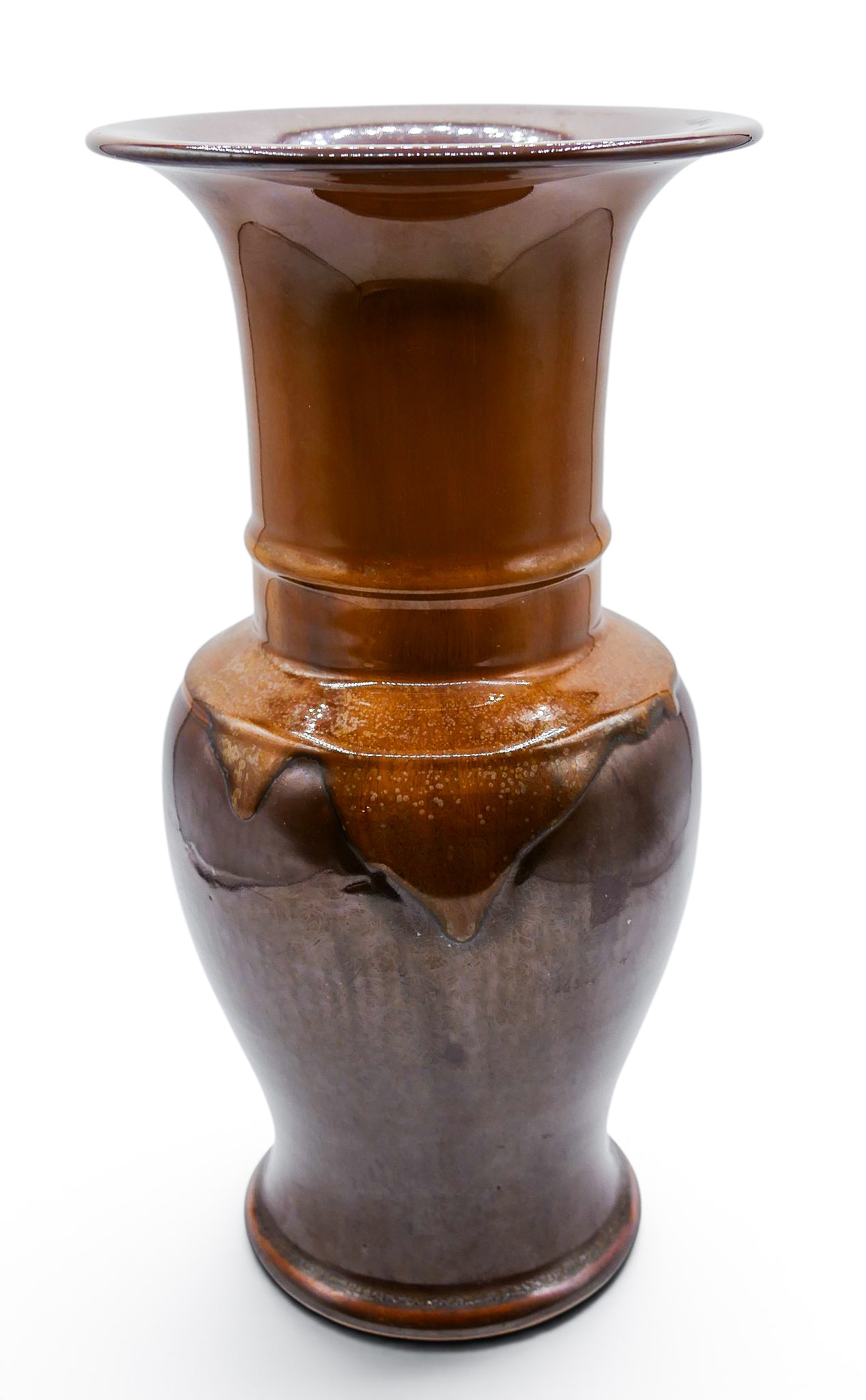 Old Chineese Cafe au Lait Drip Glaze Porcelain Vase (1 of 4)