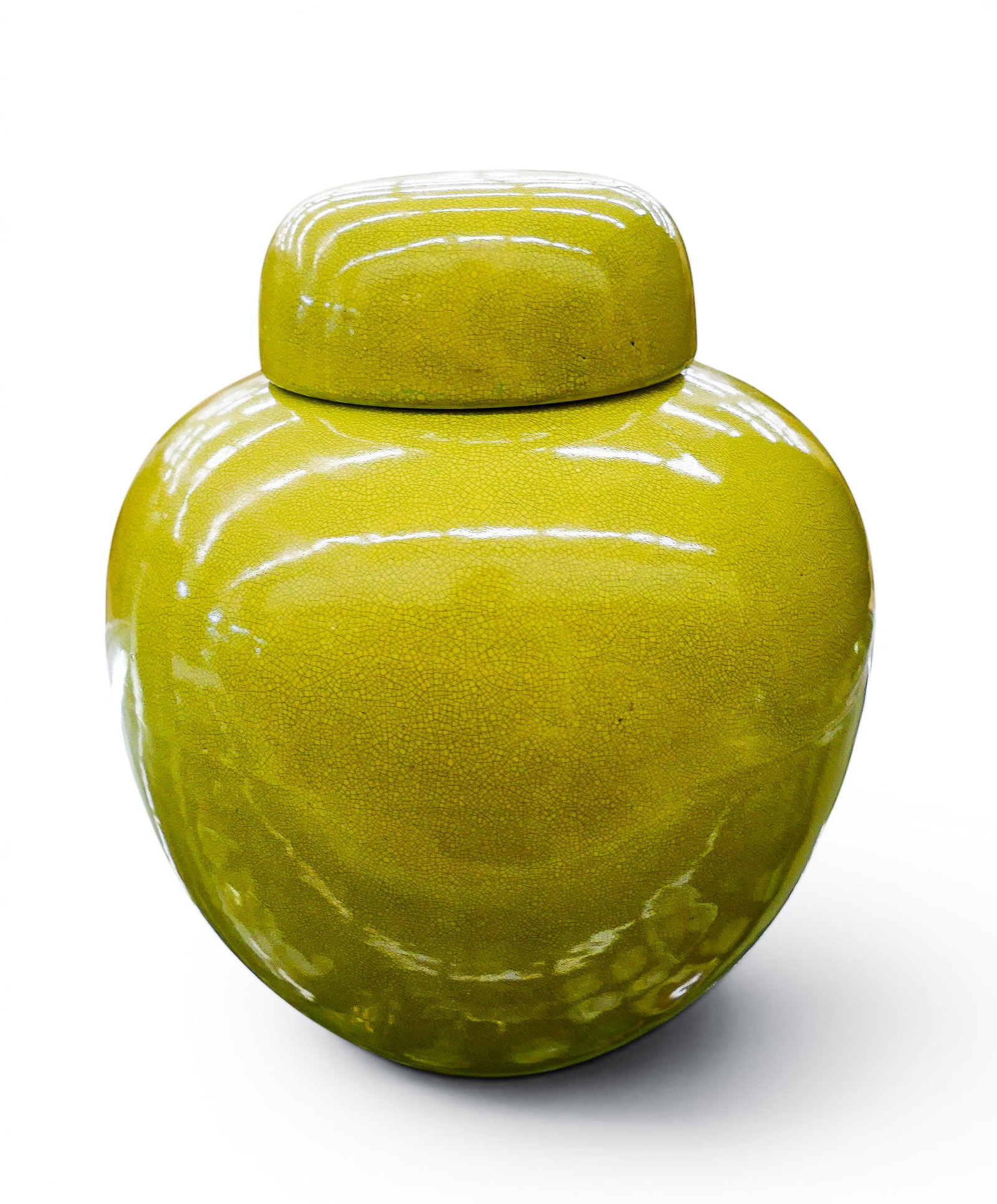 Old Chinese Yellow Monochrome Crackle Glaze Porcelain Jar - 3