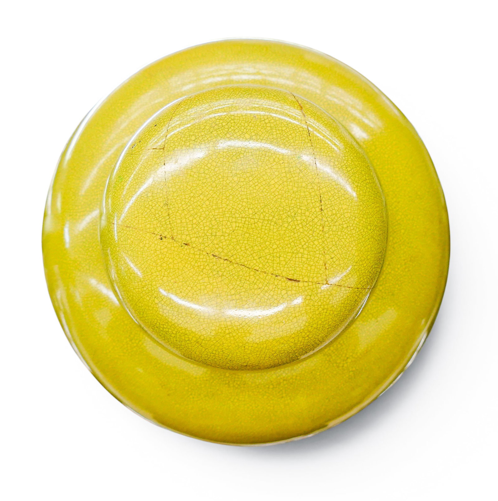 Old Chinese Yellow Monochrome Crackle Glaze Porcelain Jar - 4