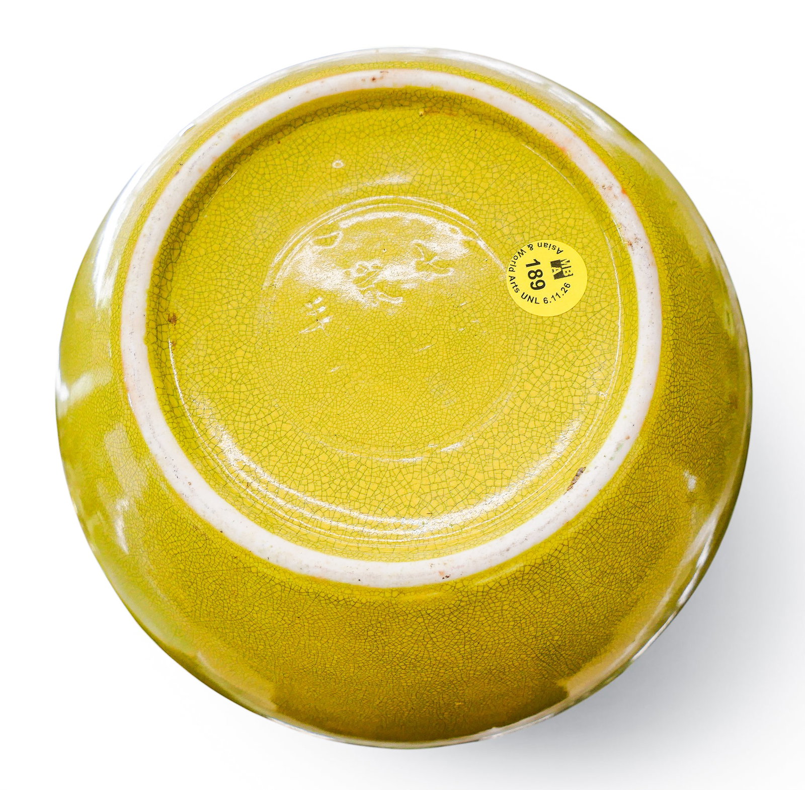 Old Chinese Yellow Monochrome Crackle Glaze Porcelain Jar - 7