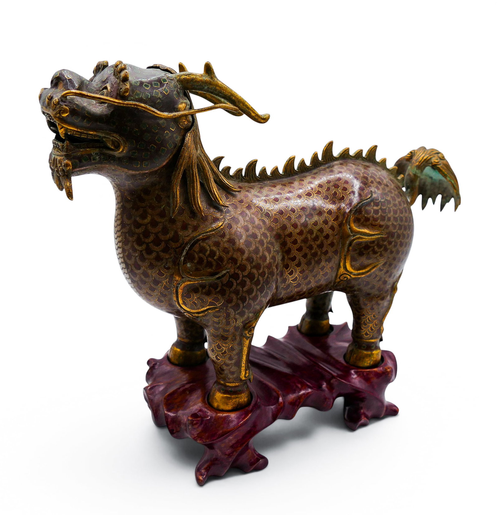 Old Chinese Cloisonne Qilin Figure on Stand (1 of 6)