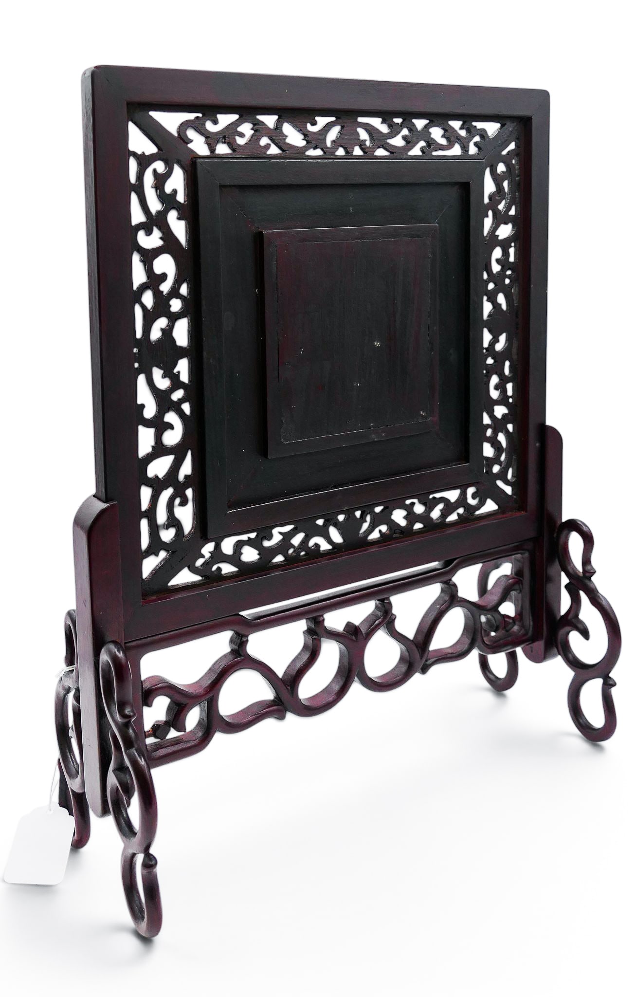 Chinese Ming Style Jade Plaque Rosewood Table Screen - 2