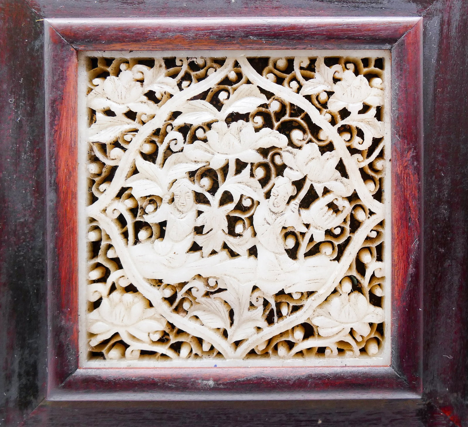 Chinese Ming Style Jade Plaque Rosewood Table Screen - 3