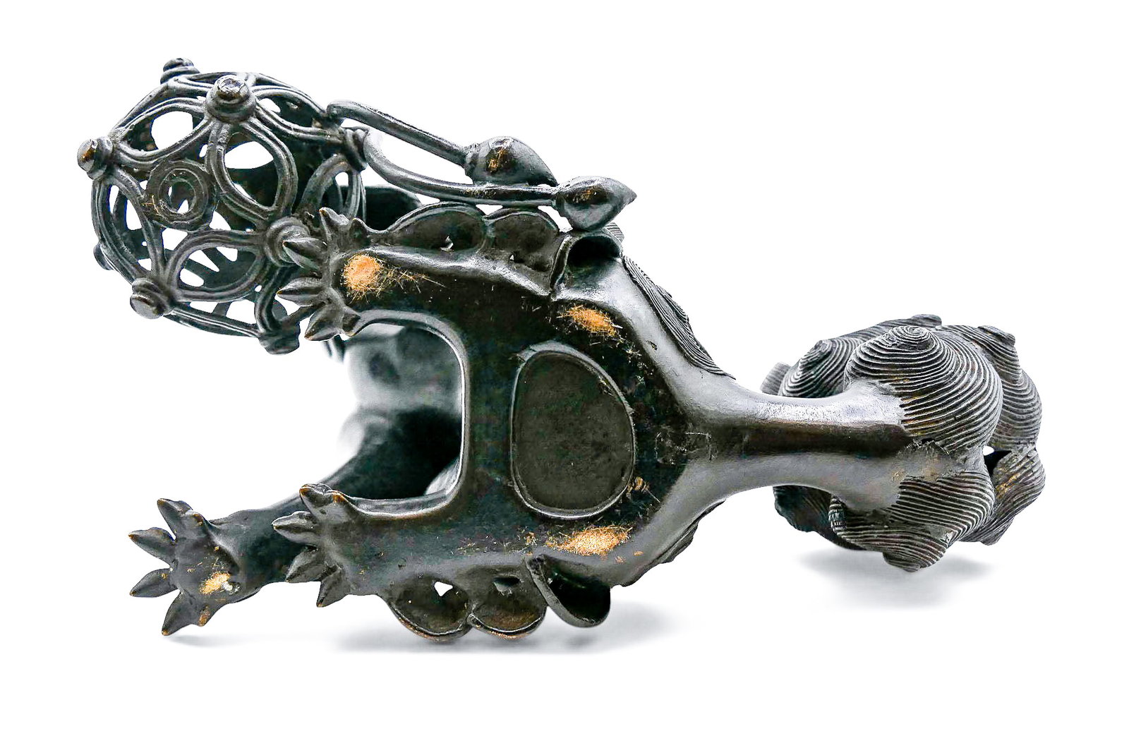 Antique Japanese Bronze Shishi Foo Lion Figural Incense Burner - 5