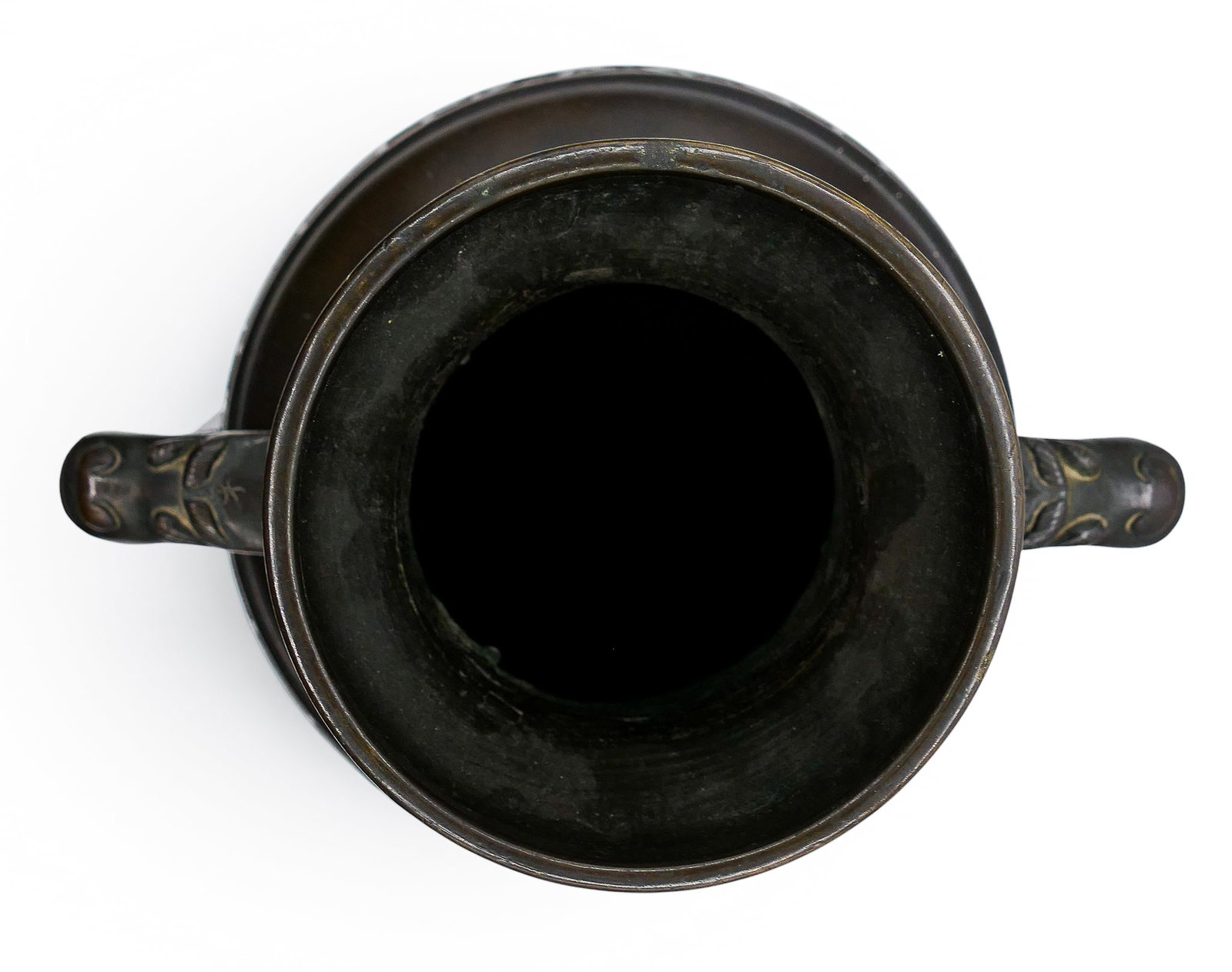 Old Chinese Archaic Bronze Handled Vase - 6