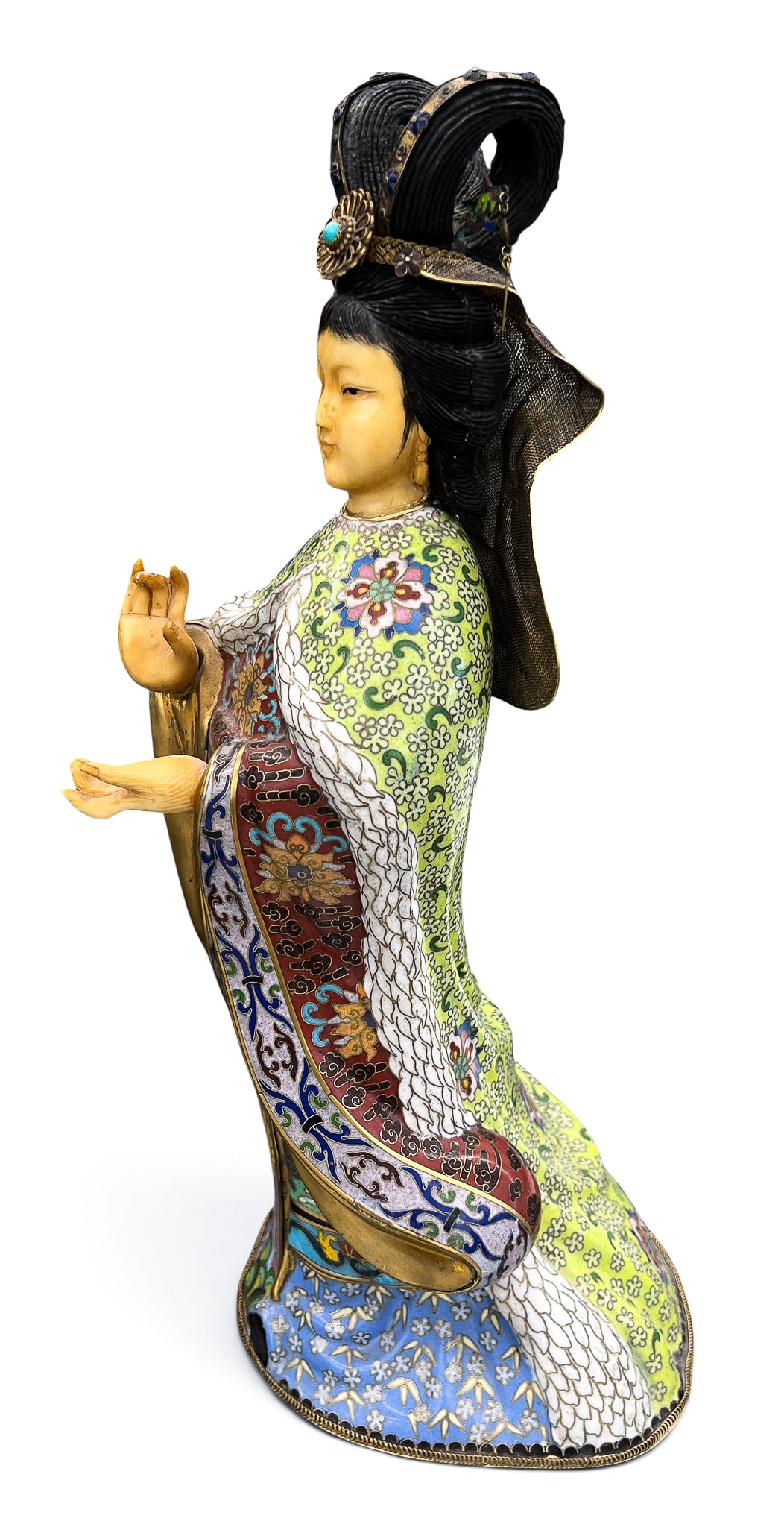 Chinese Cloisonne Guanyin with Instrument Figure - 2