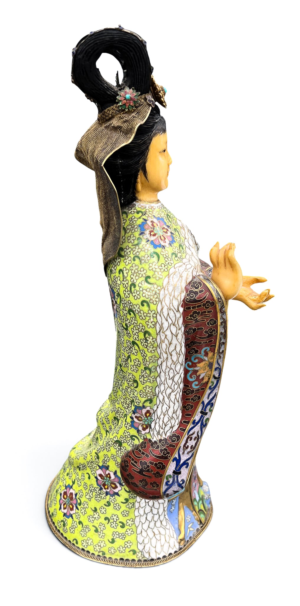 Chinese Cloisonne Guanyin with Instrument Figure - 4