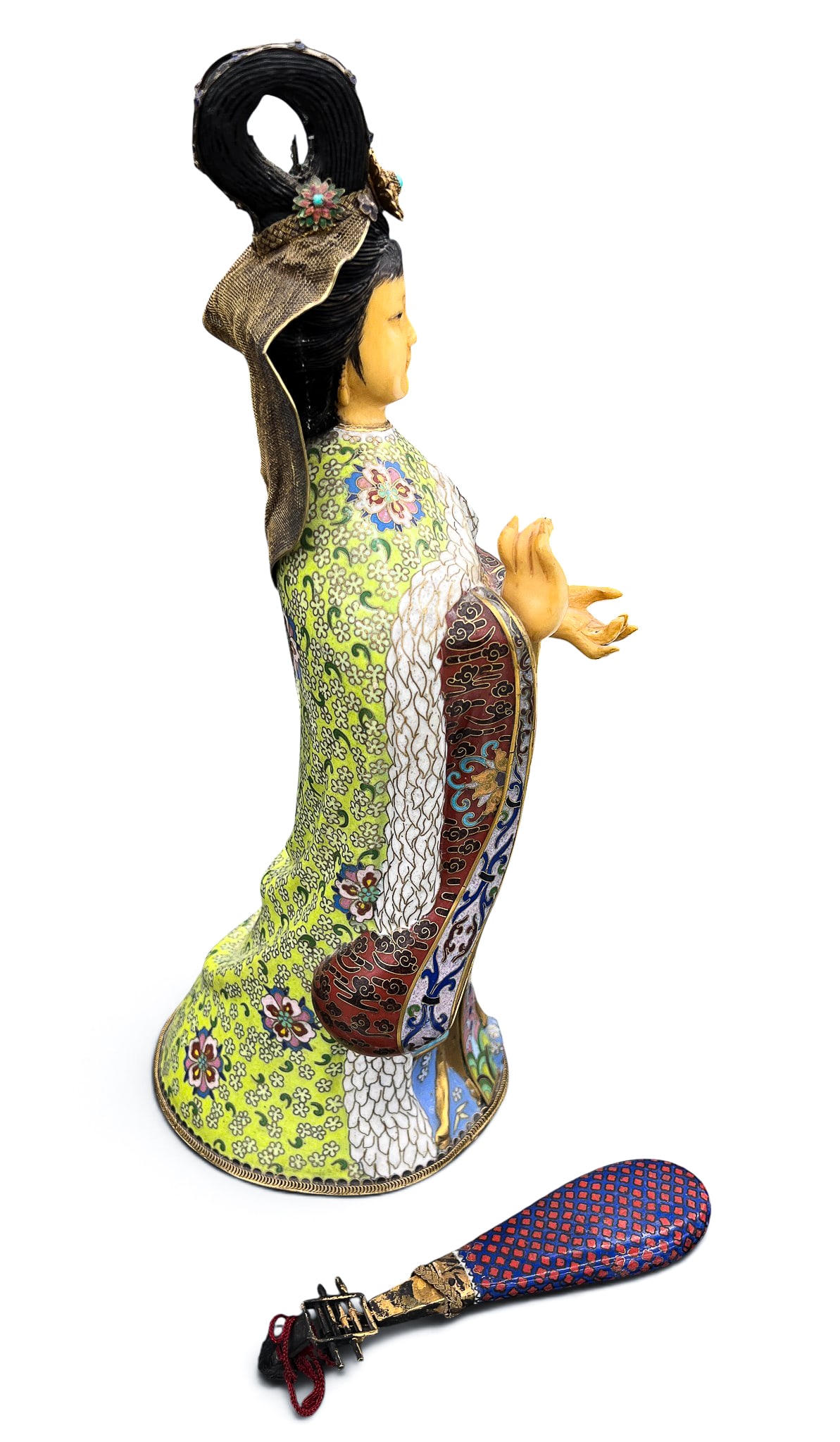 Chinese Cloisonne Guanyin with Instrument Figure - 5