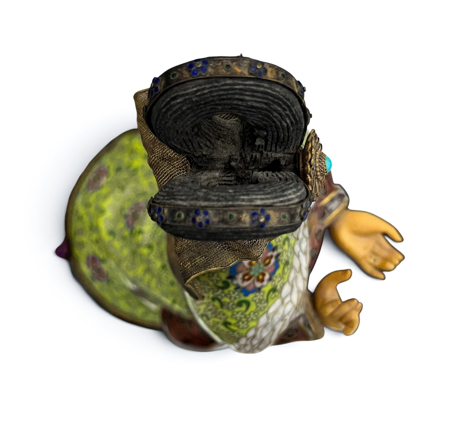 Chinese Cloisonne Guanyin with Instrument Figure - 6