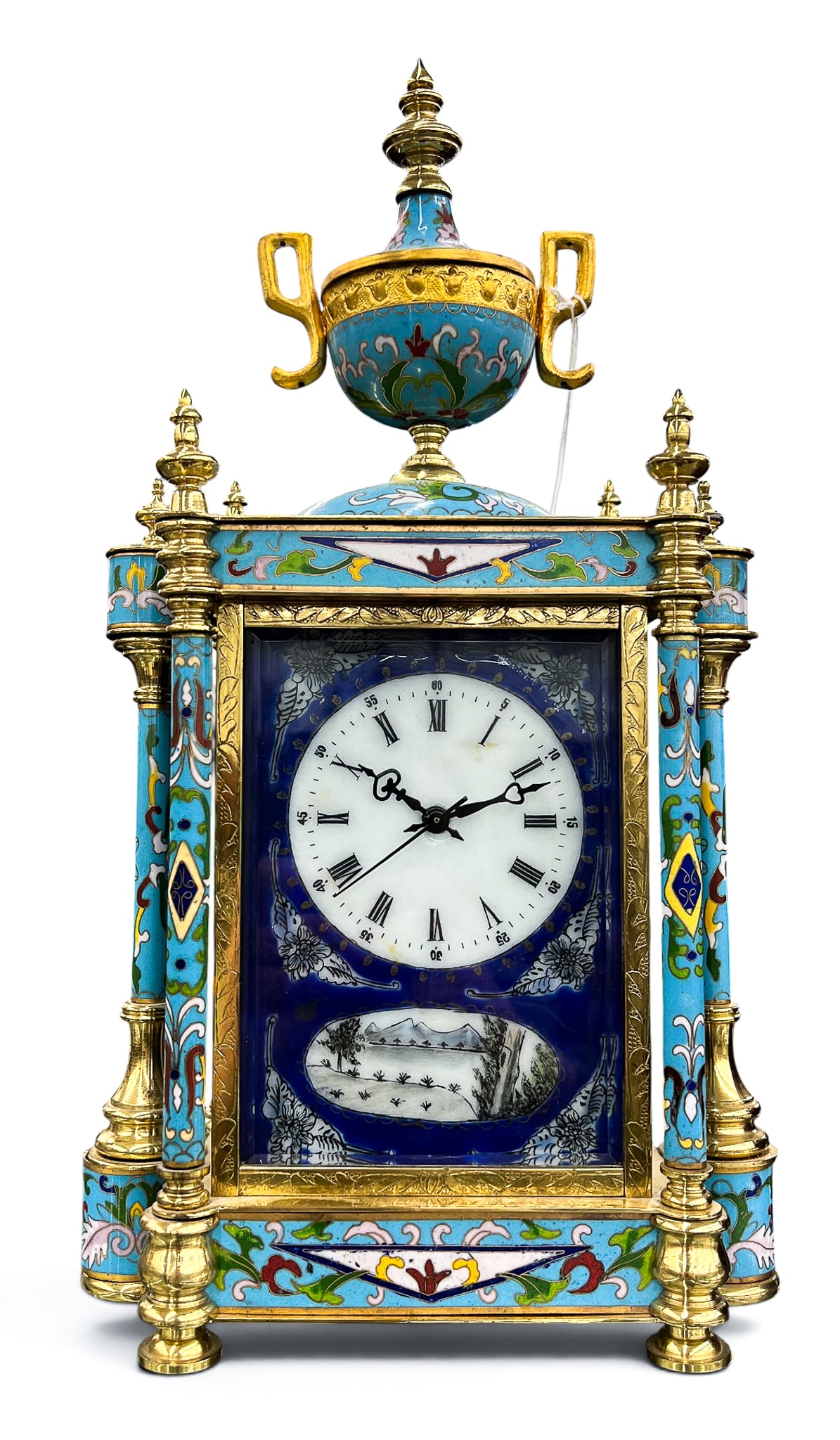 Chinese Export Cloisonne and Brass Mantel Clock (1 of 6)