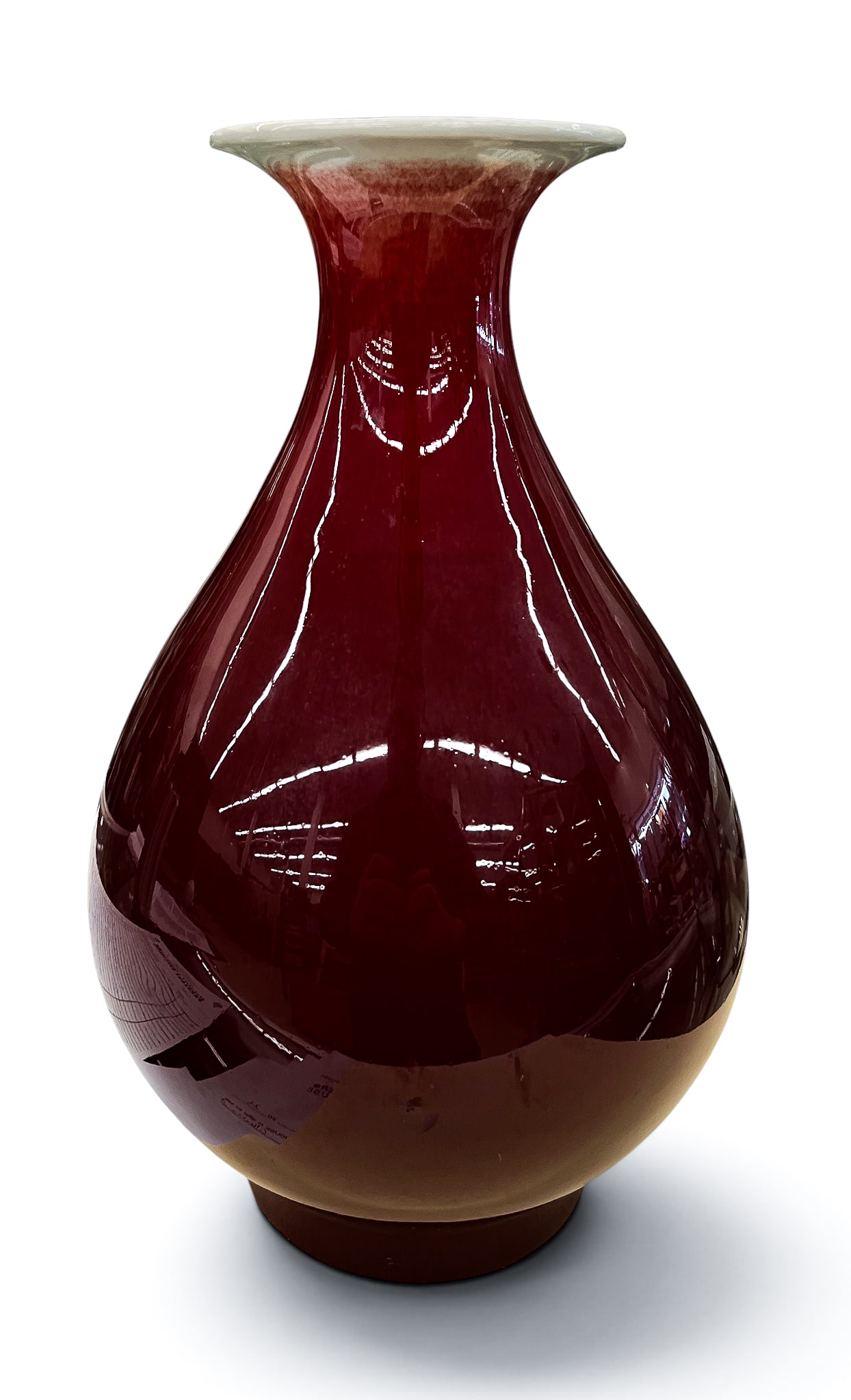 Chinese Jingdezhen Sang de Boeuf Porcelain Pear Shaped Vase: Chinese Jingdezhen Sang de Boeuf Porcelain Pear Shaped Vase 11"x6.5". Blue underglaze stamped mark. Excellent condition.