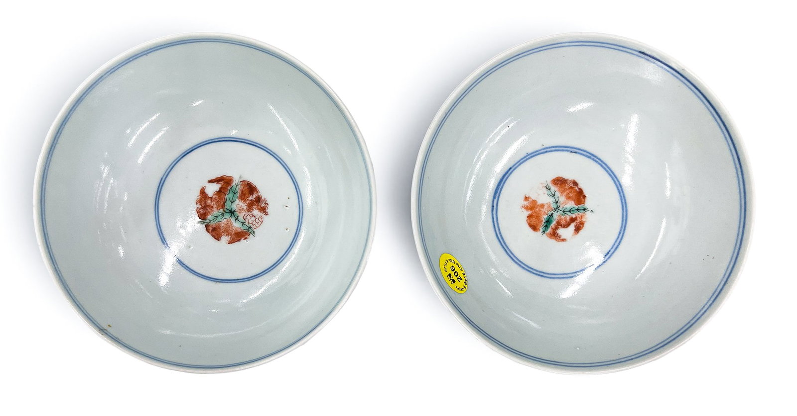 Pair Antique Chinese Porcelain Bat and Shou Bowls - 3