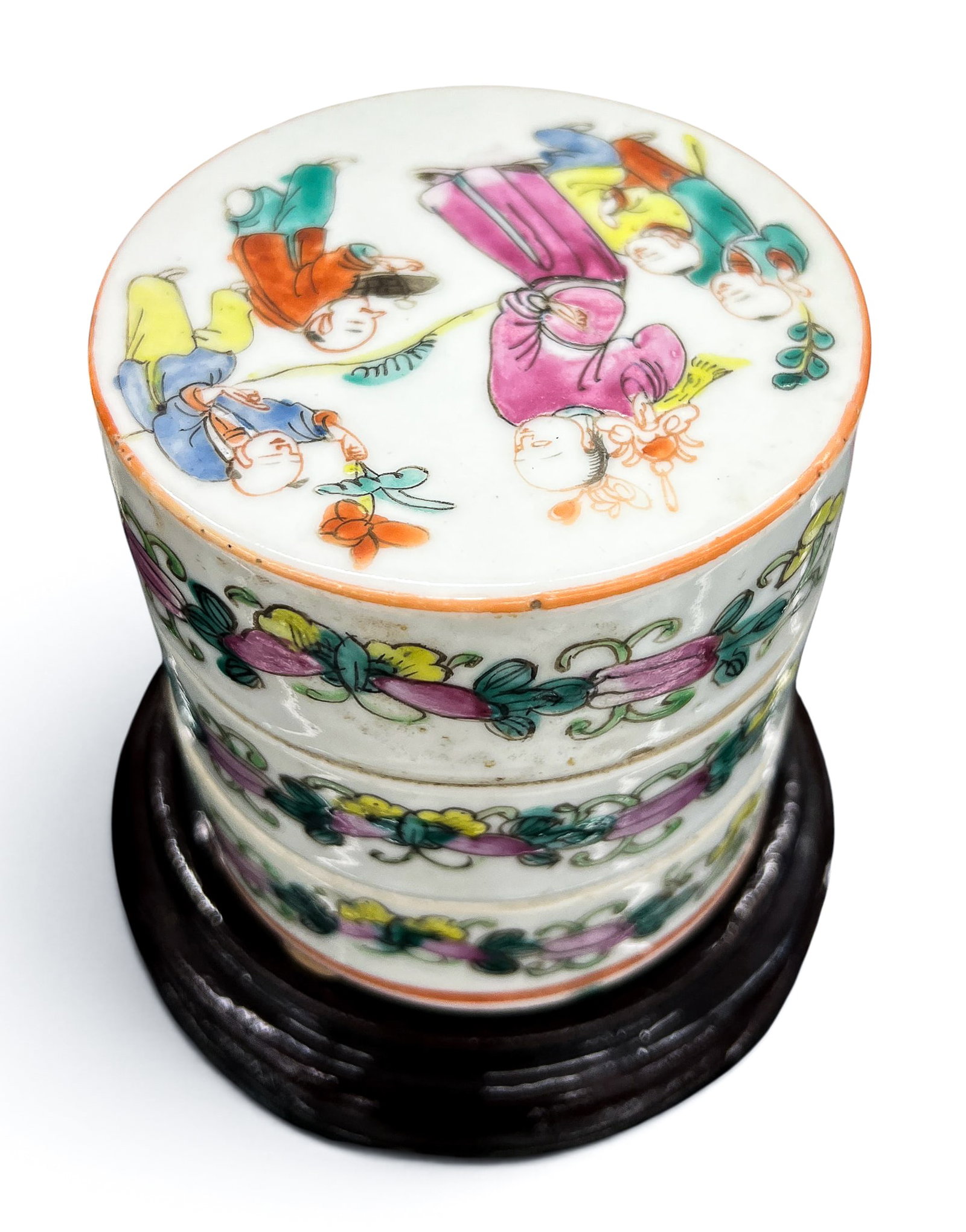 2pc Old Chinese Eggshell Porcelain Vase and Stacking Box - 4