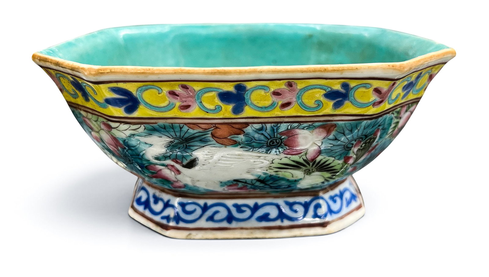 Chinese Tongzhi Porcelain Crane and Lotus Square Bowl - 2