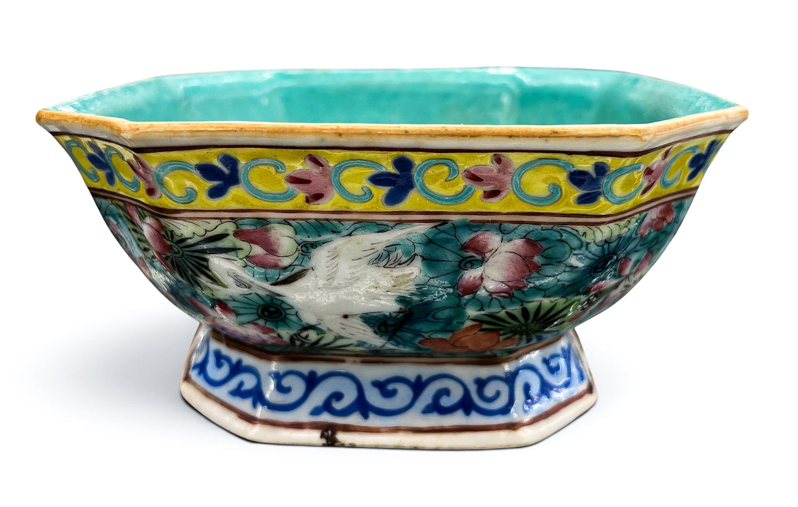 Chinese Tongzhi Porcelain Crane and Lotus Square Bowl - 3