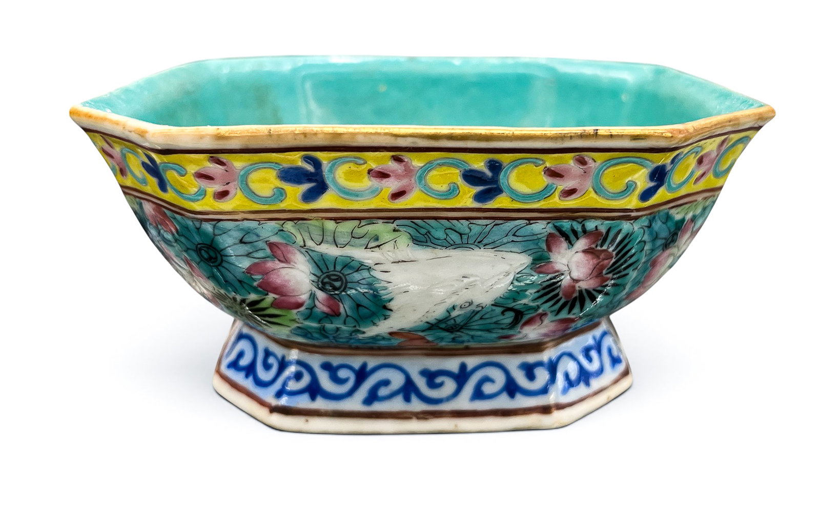 Chinese Tongzhi Porcelain Crane and Lotus Square Bowl - 4