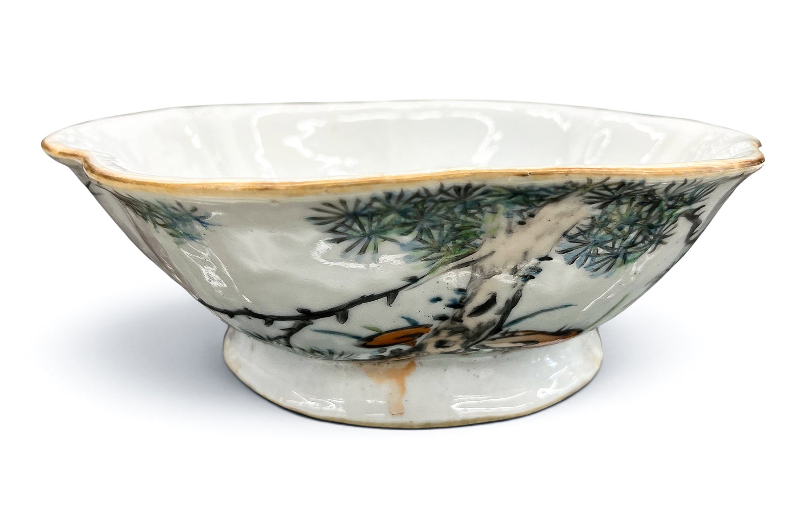 Old Chinese Qianjiang Porcelain Scalloped Pedestal Dish (1 of 6)