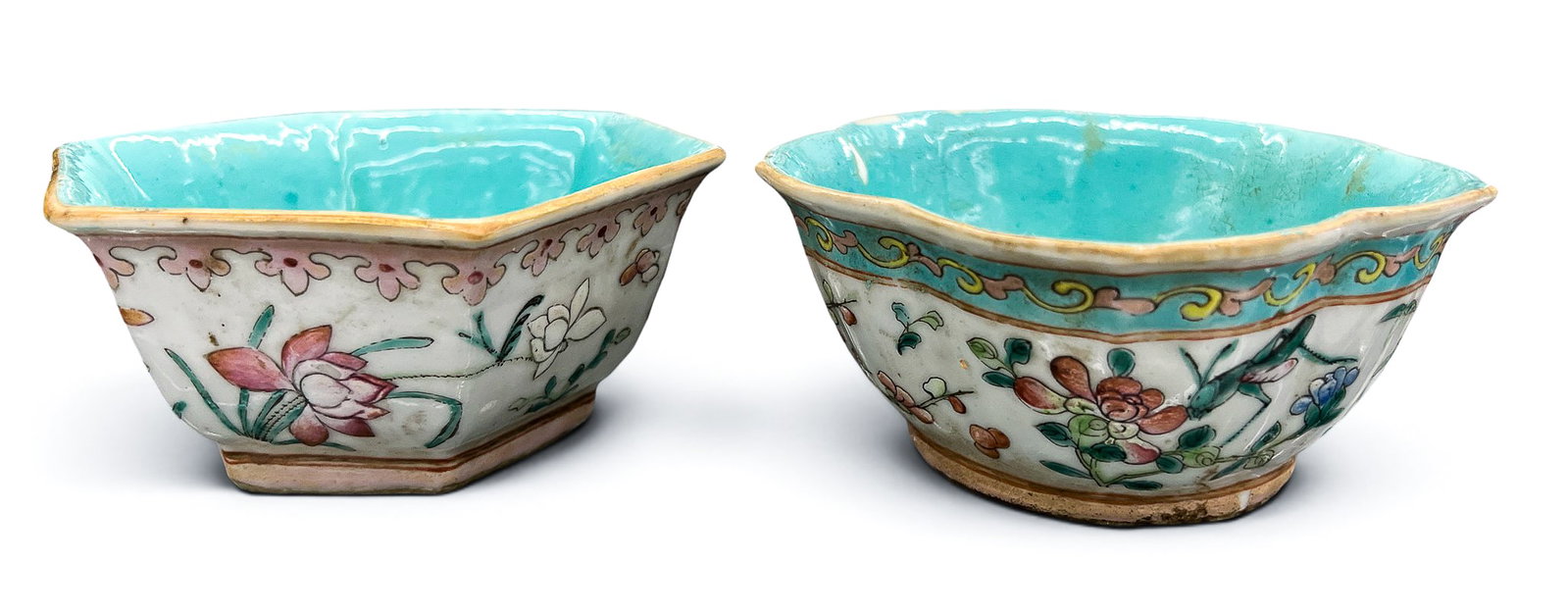 2pc Antique Chinese Porcelain Small Cricket Bowls - 2