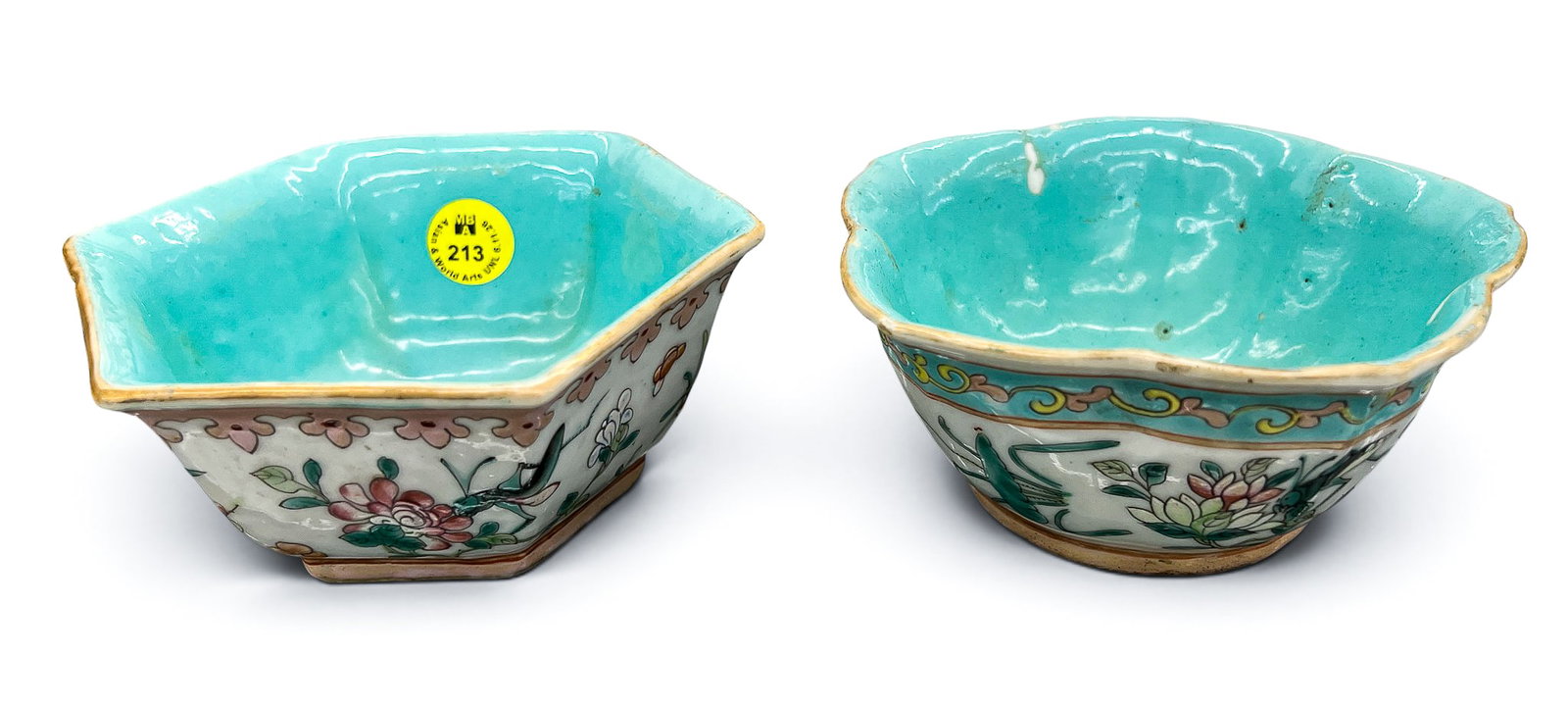 2pc Antique Chinese Porcelain Small Cricket Bowls - 3