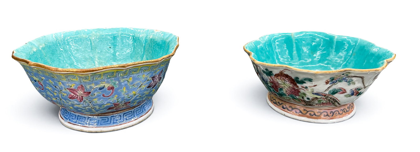 3pc Antique Chinese Porcelain Pedestal Dish and Bowls - 8