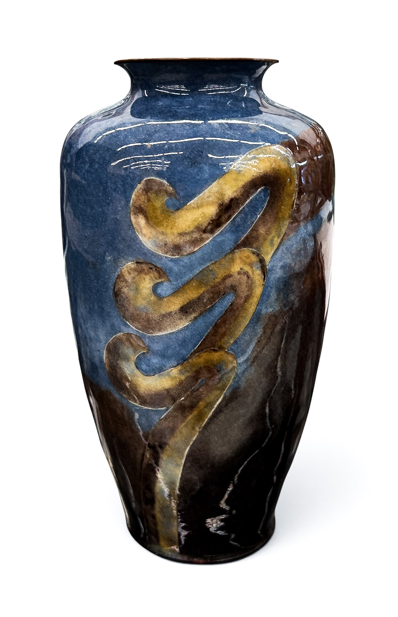 French Art Deco Cloisonne on Copper Art Vase: French Art Deco Cloisonne on Copper Art Vase 7"x4". Unmarked. Some scattered surface scratching. Overall excellent condition. 1920's or 1930's period.