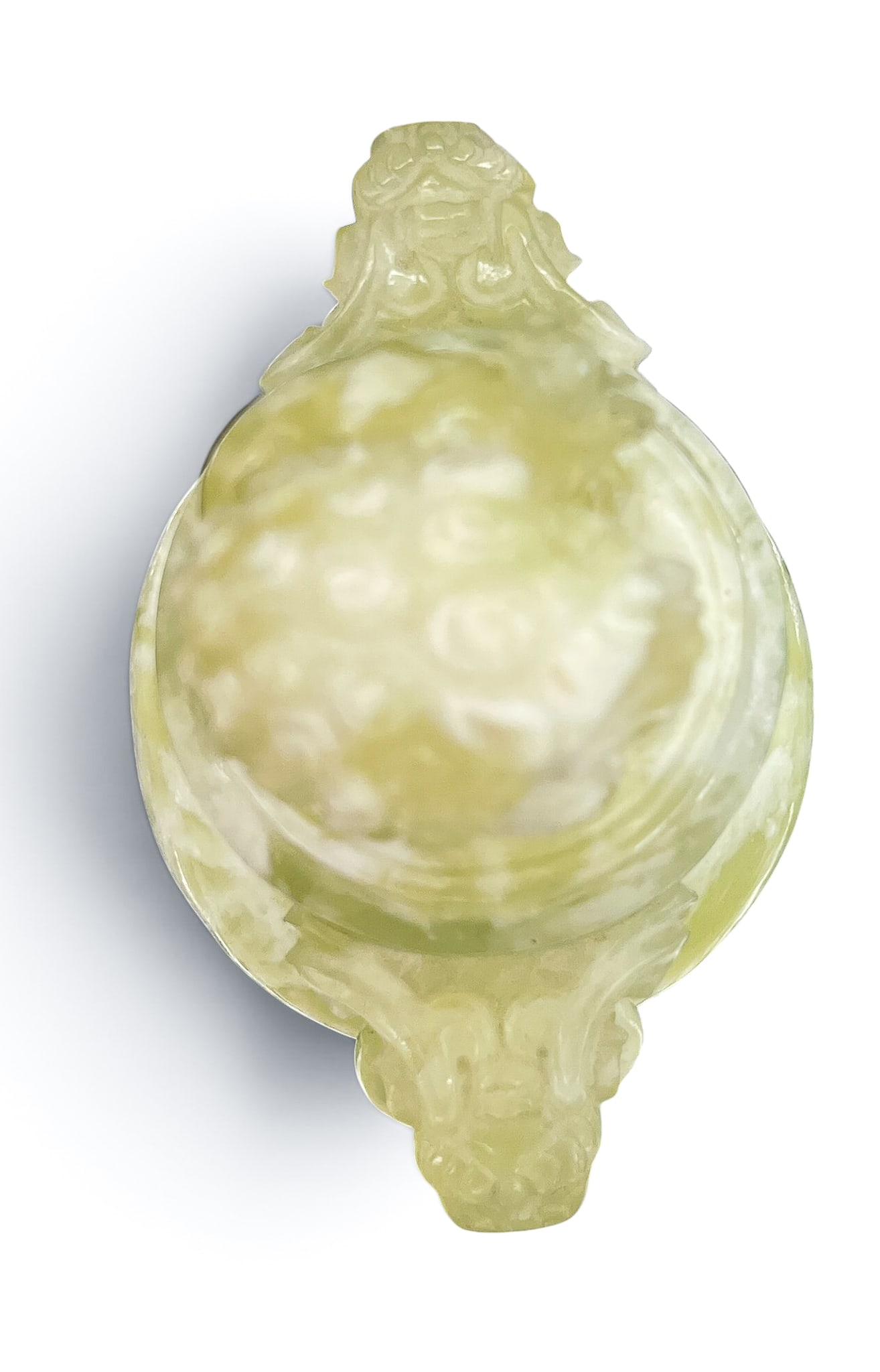 Old Chinese Yellow and White Jade Foo Lion Covered Vase - 5