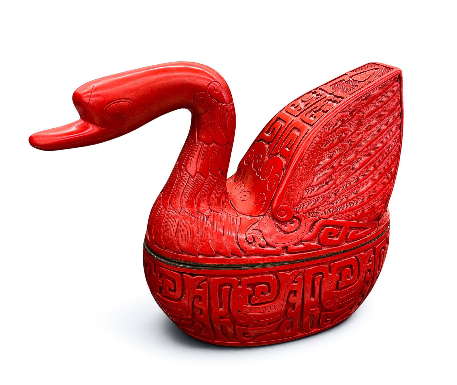 Chinese Cinnabar Archaic Goose Covered Box (1 of 5)