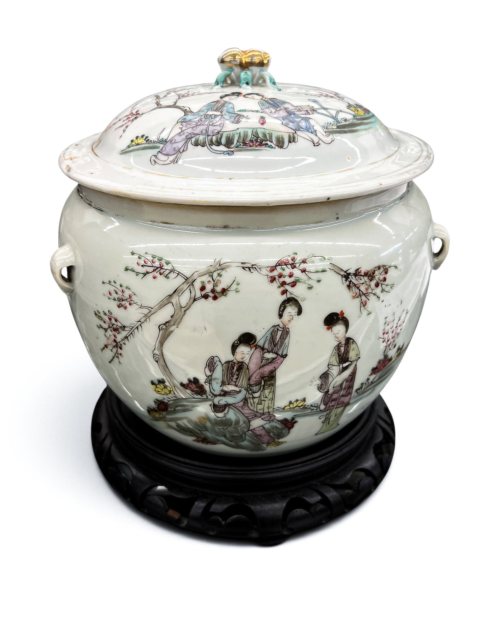 Old Chinese Qianjiang Porcelain Kamcheng Jar on Stand (1 of 8)