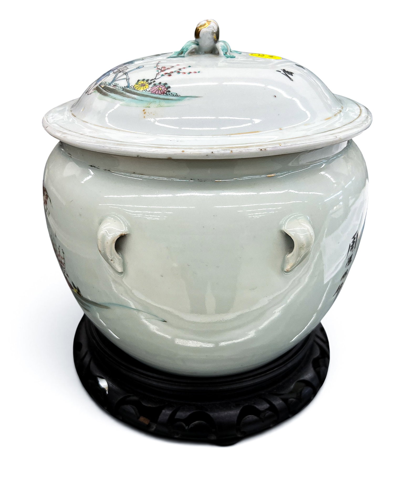 Old Chinese Qianjiang Porcelain Kamcheng Jar on Stand - 2
