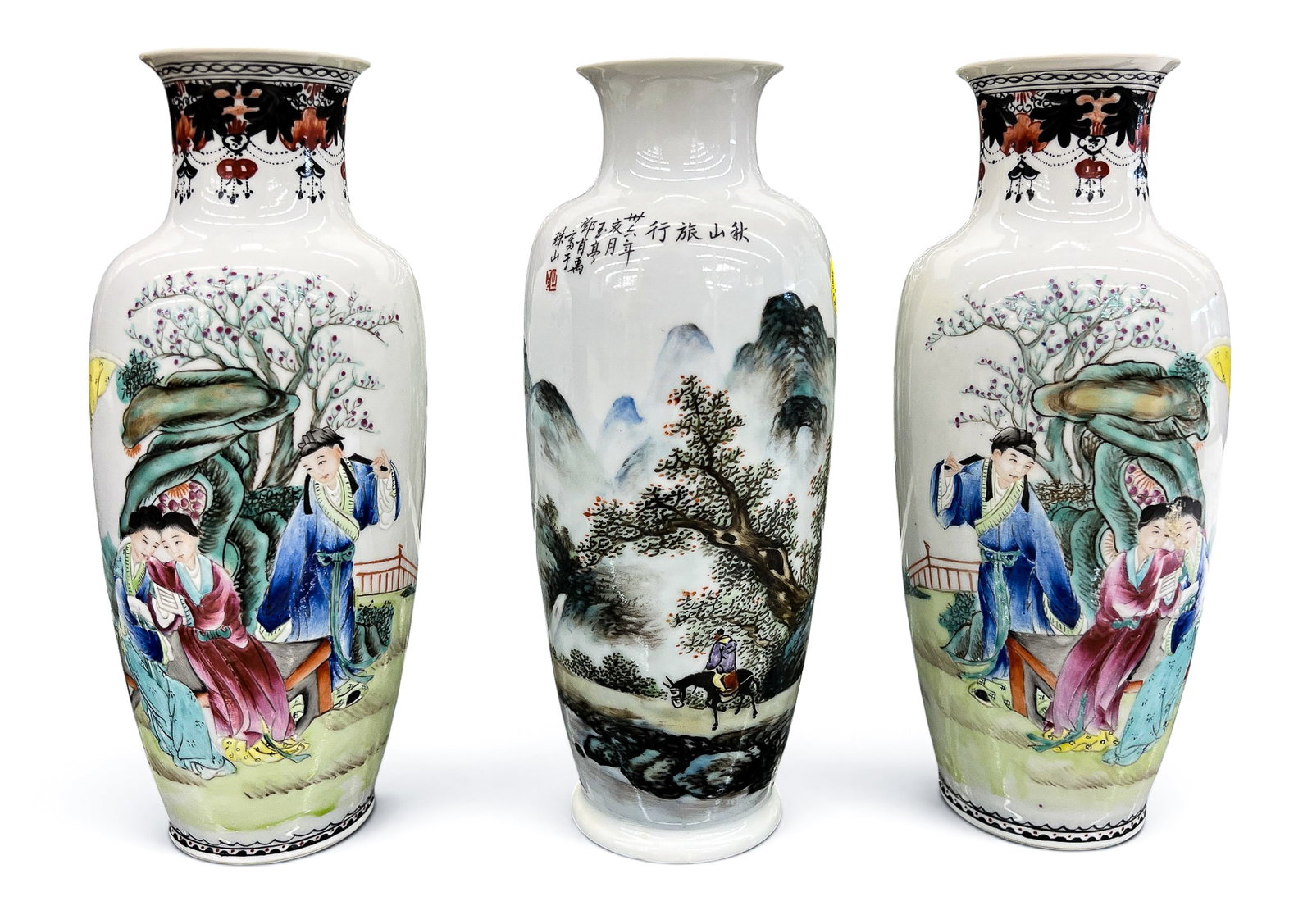 3pc Old Chinese Eggshell Porcelain Vases (1 of 5)