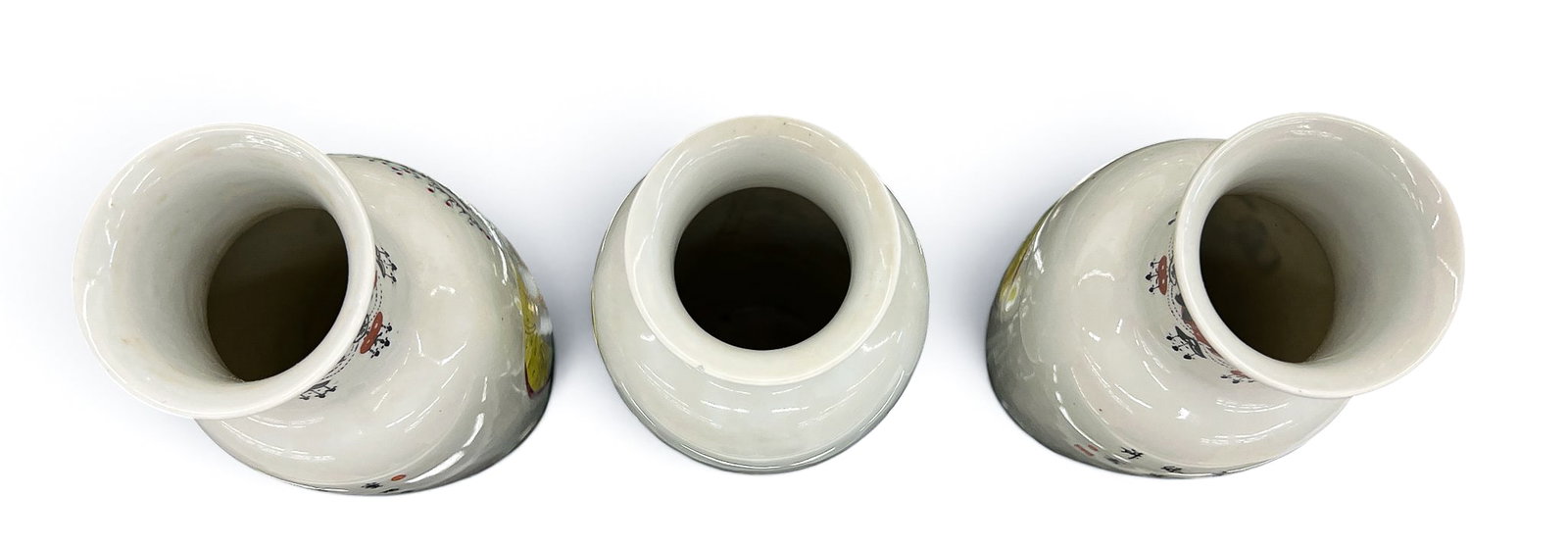 3pc Old Chinese Eggshell Porcelain Vases - 4