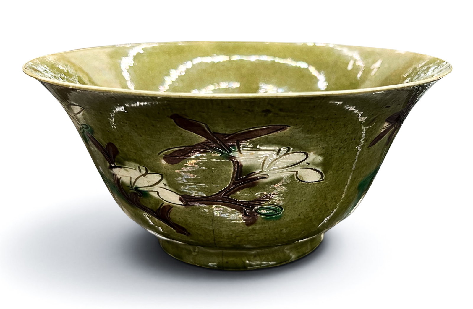 Antique Chinese Green Glazed Brinjal Bowl - 2