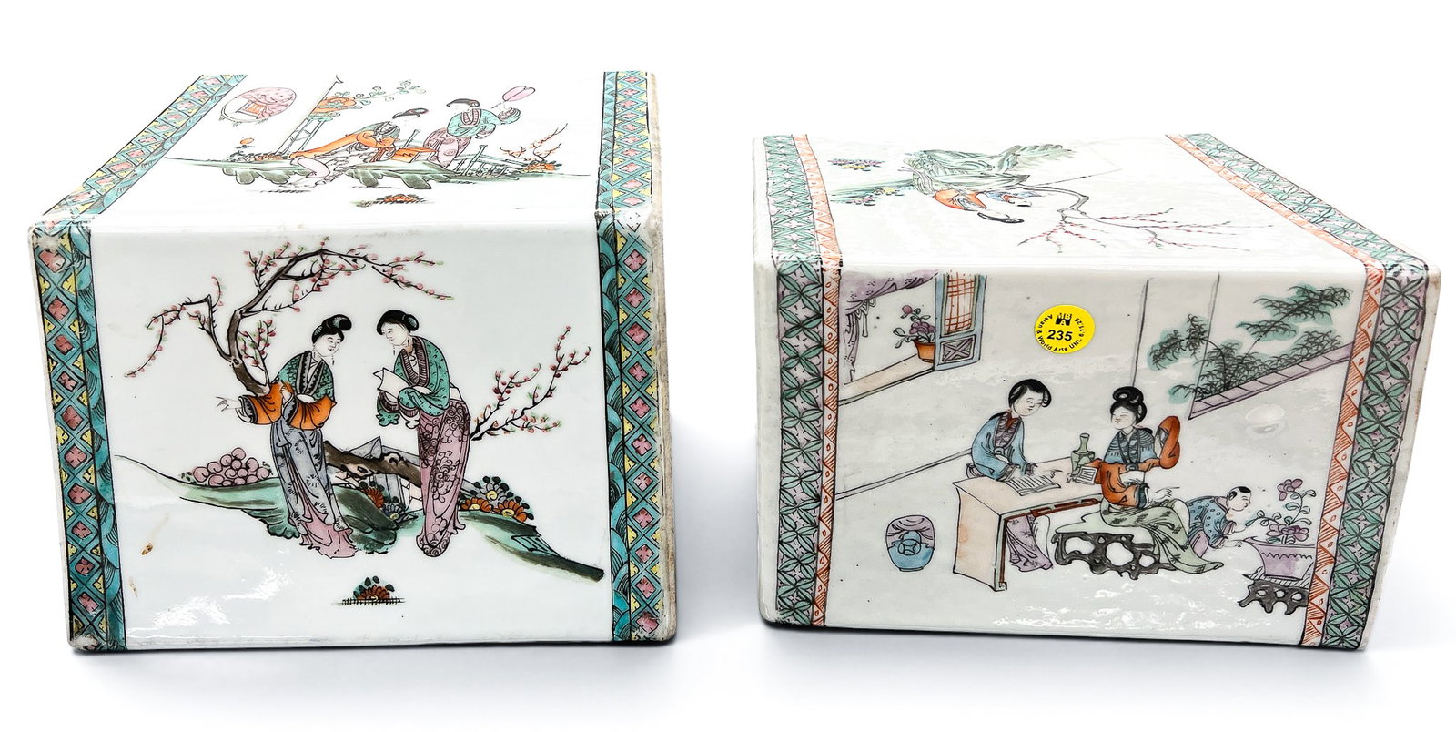 2pc Old Chinese Qianjiang Porcelain Pillows (1 of 5)