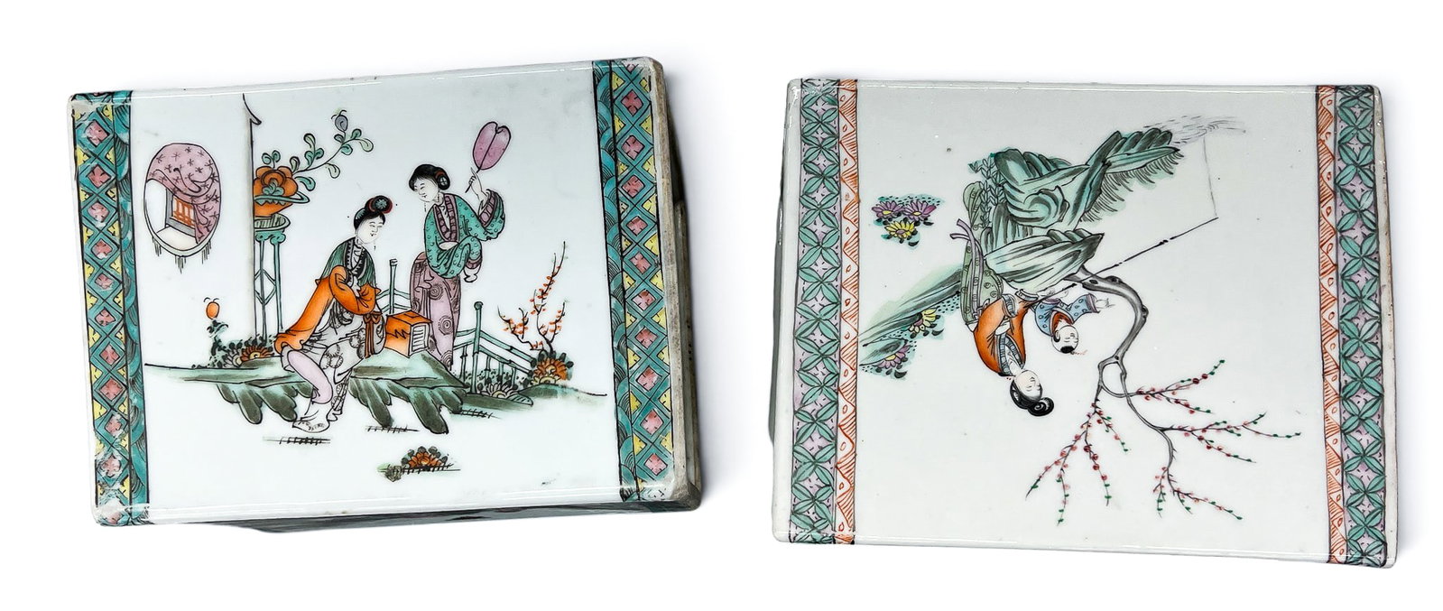 2pc Old Chinese Qianjiang Porcelain Pillows - 2