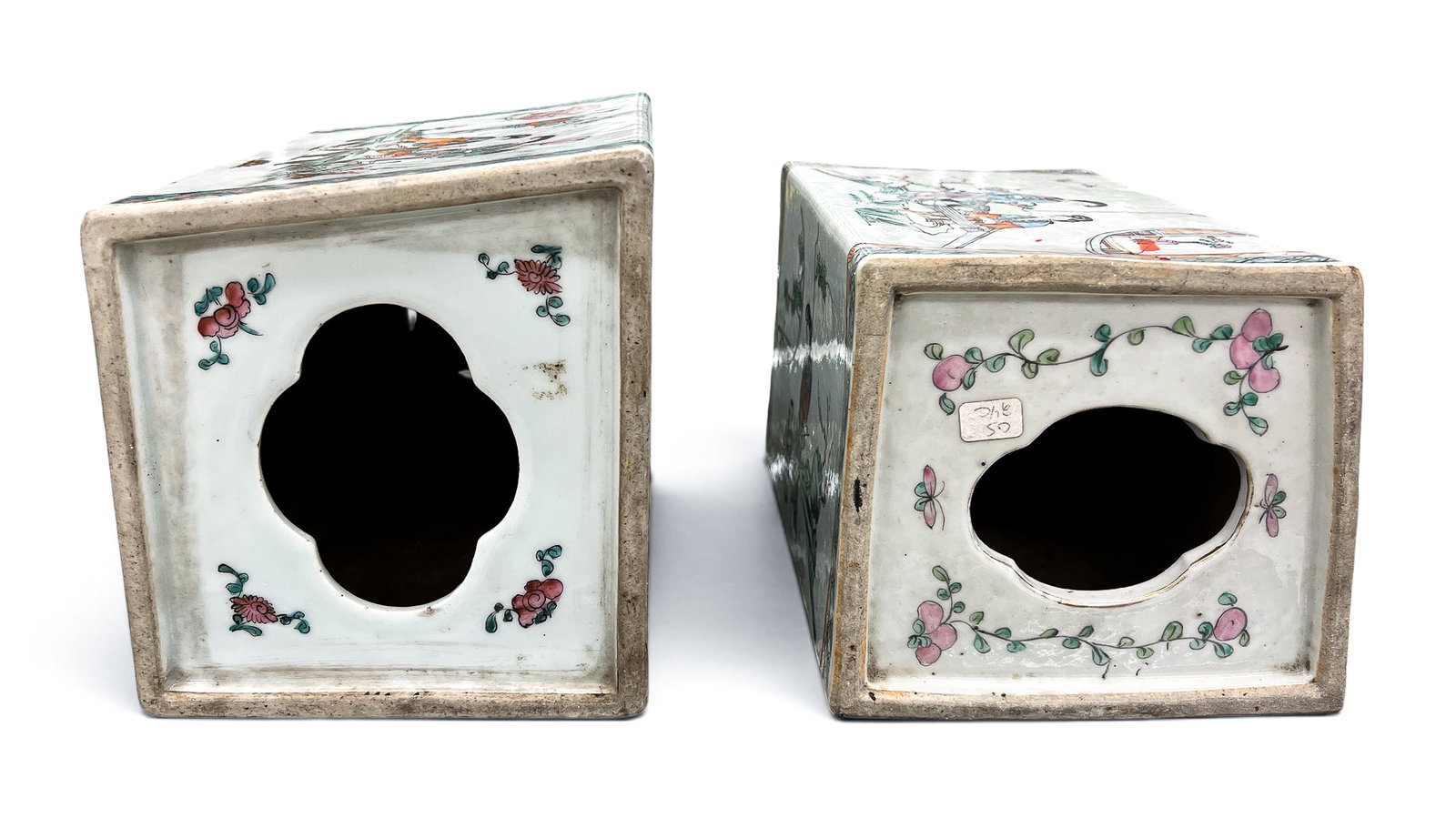 2pc Old Chinese Qianjiang Porcelain Pillows - 4
