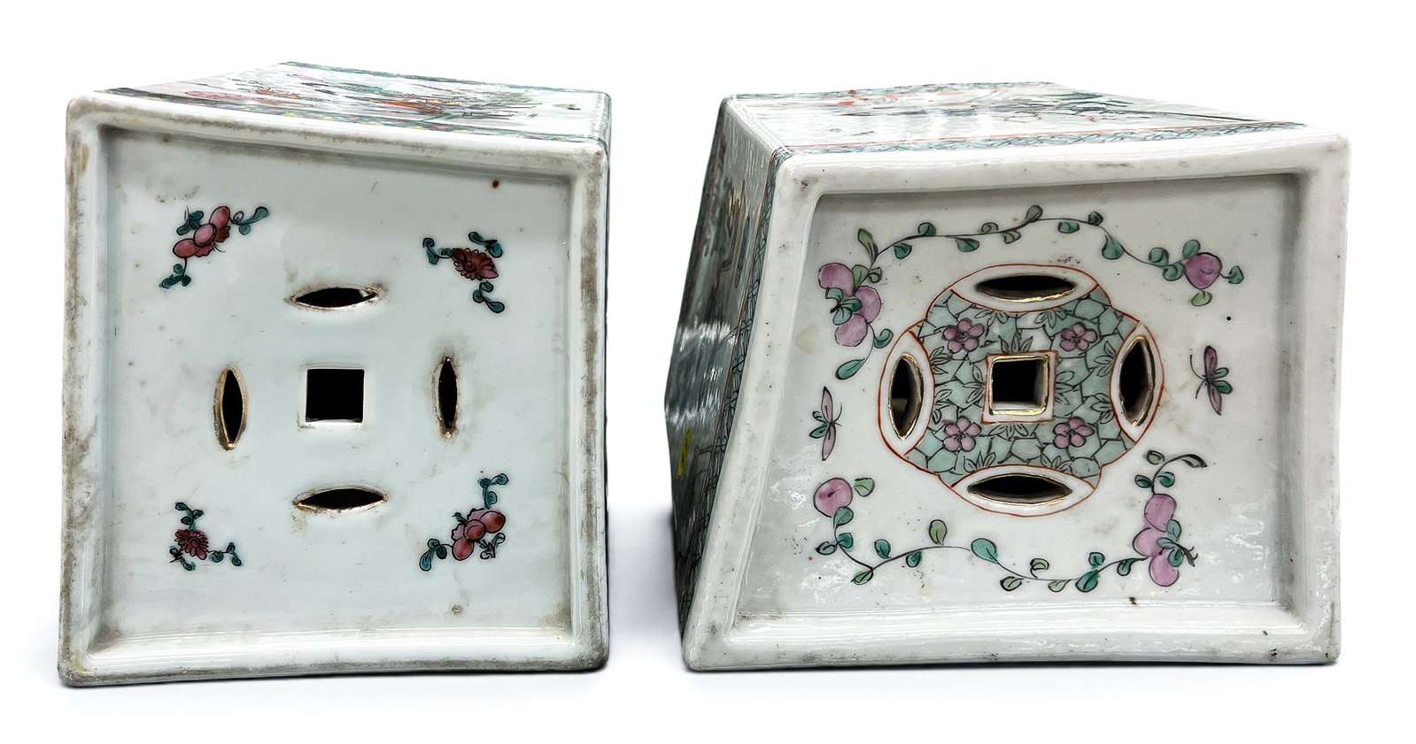 2pc Old Chinese Qianjiang Porcelain Pillows - 5
