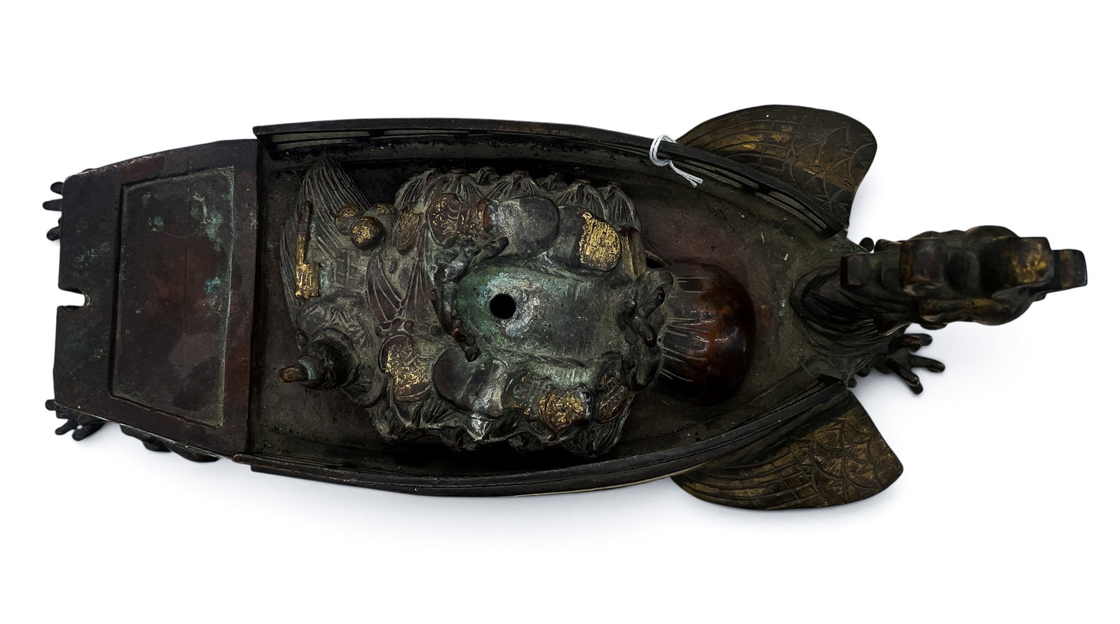 Old Japanese Bronze Phoenix Boat Koro Censer - 4
