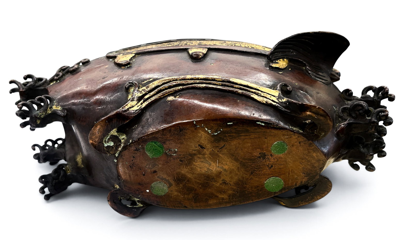 Old Japanese Bronze Phoenix Boat Koro Censer - 6
