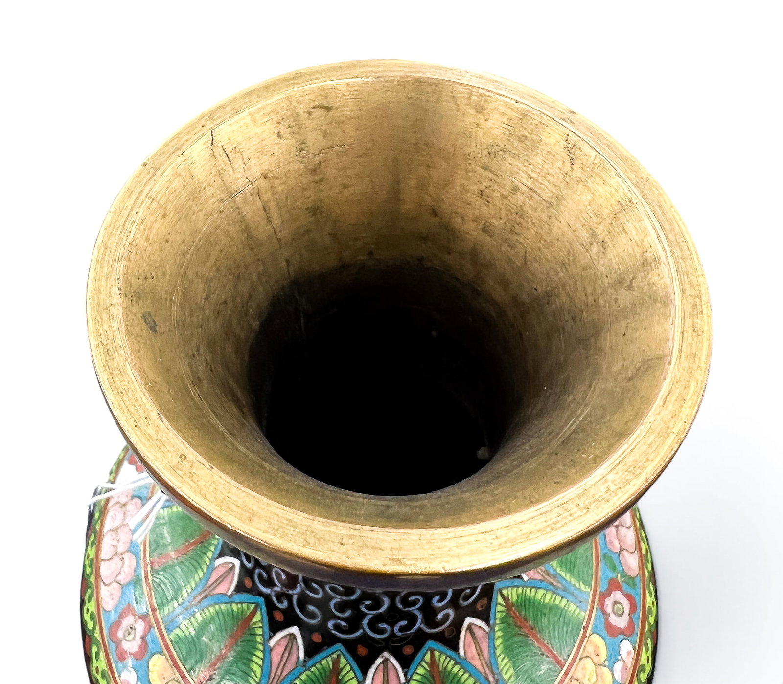 2pc Old Chinese Black Cloisonne Dragon Vase and Brush Washer - 7