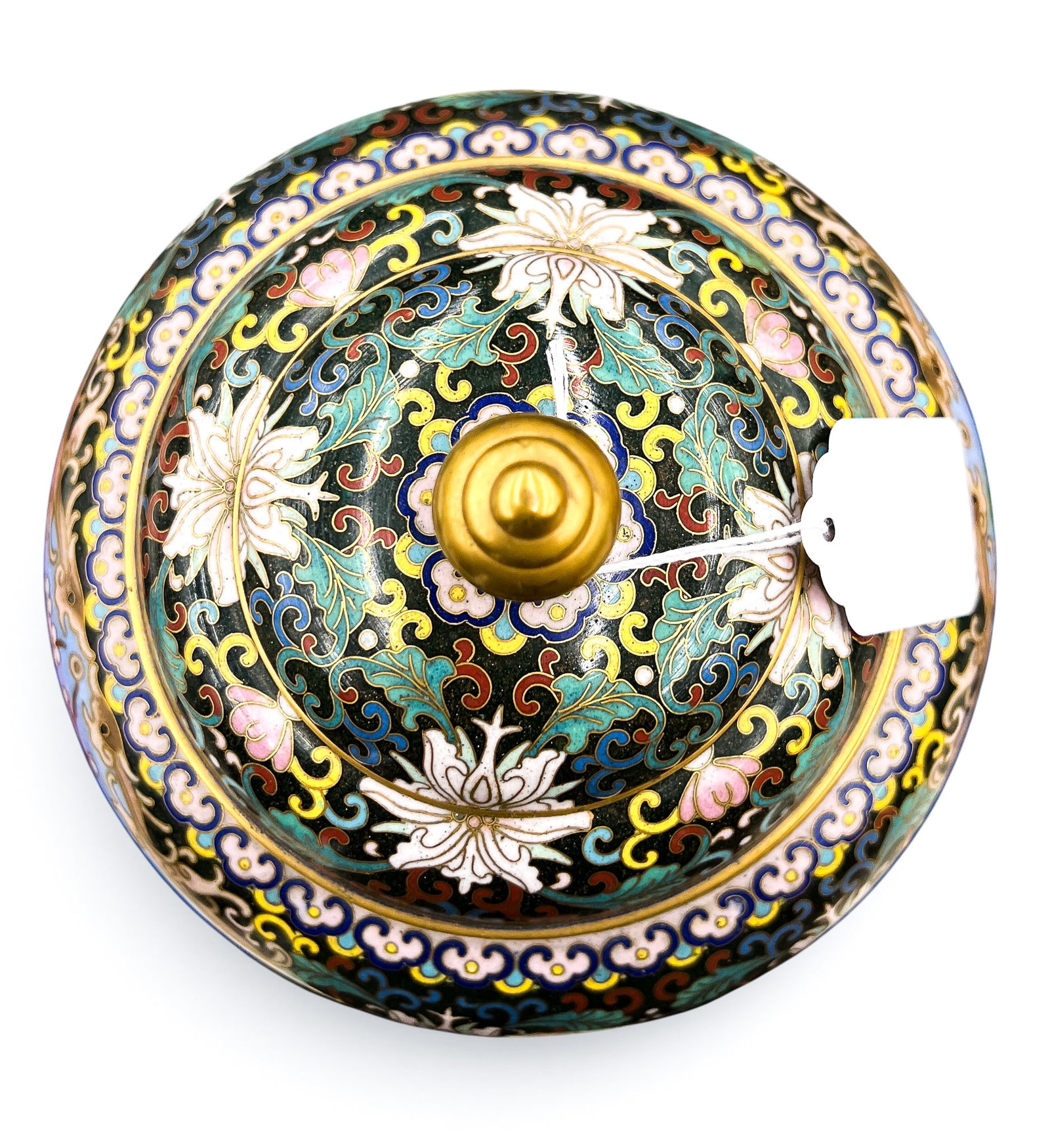 Chinese Cloisonne Scholar's Objects Covered Urn on Stand - 5
