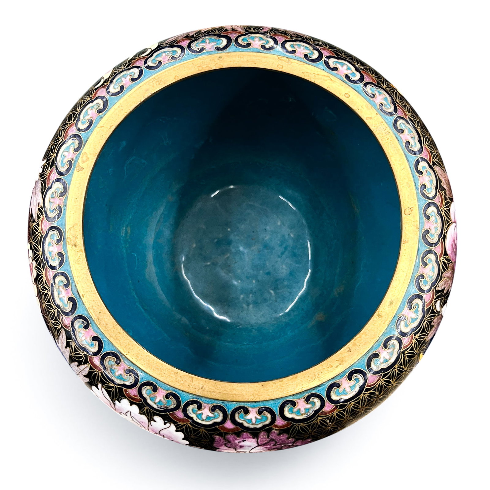 Chinese Cloisonne Flower Bowl Pot with Bird - 5