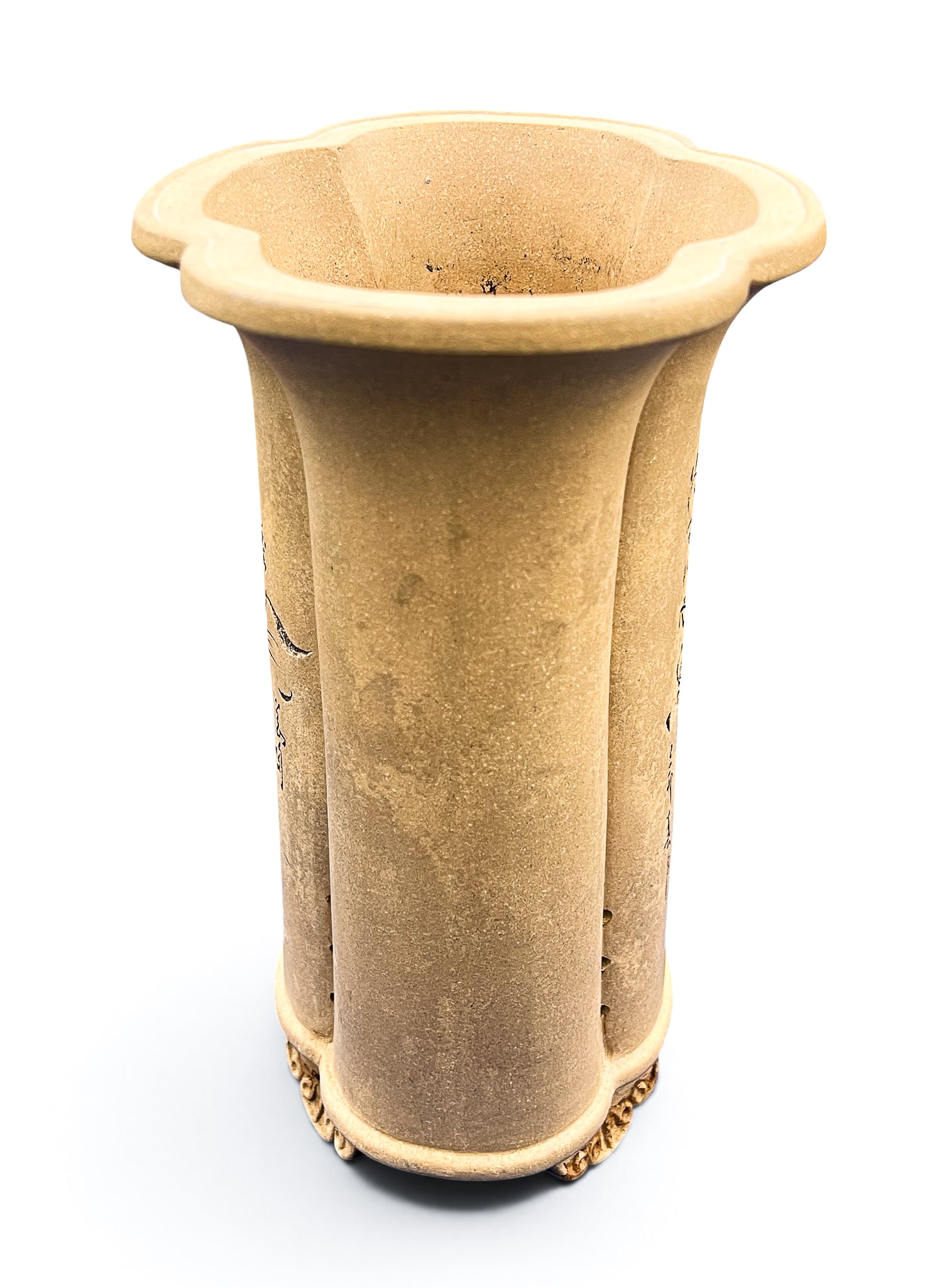 Chinese Buff Colored Yixing Flower Vase - 2